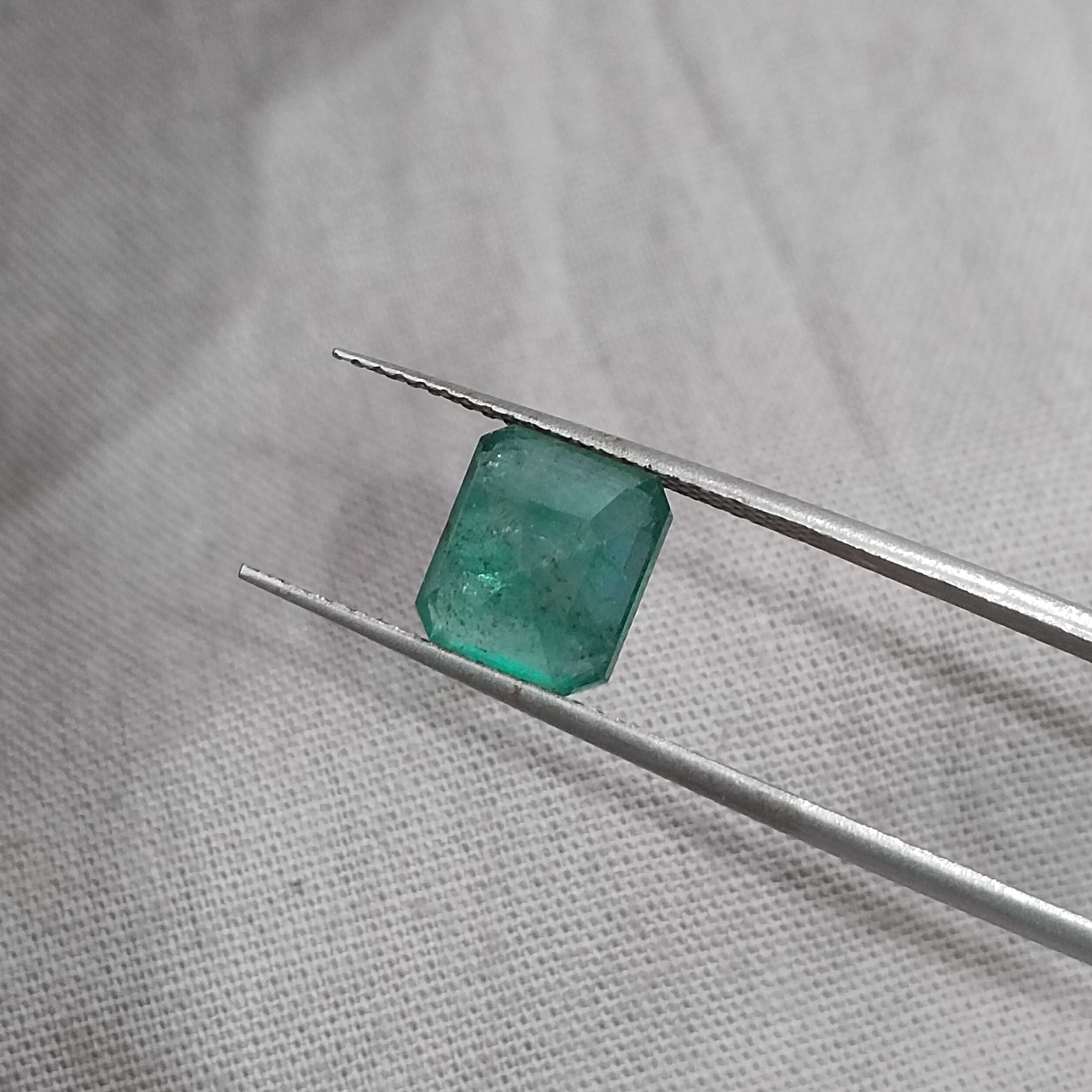 2.35ct GSI deep Forest green octagon cut Zambian emerald gemstone 