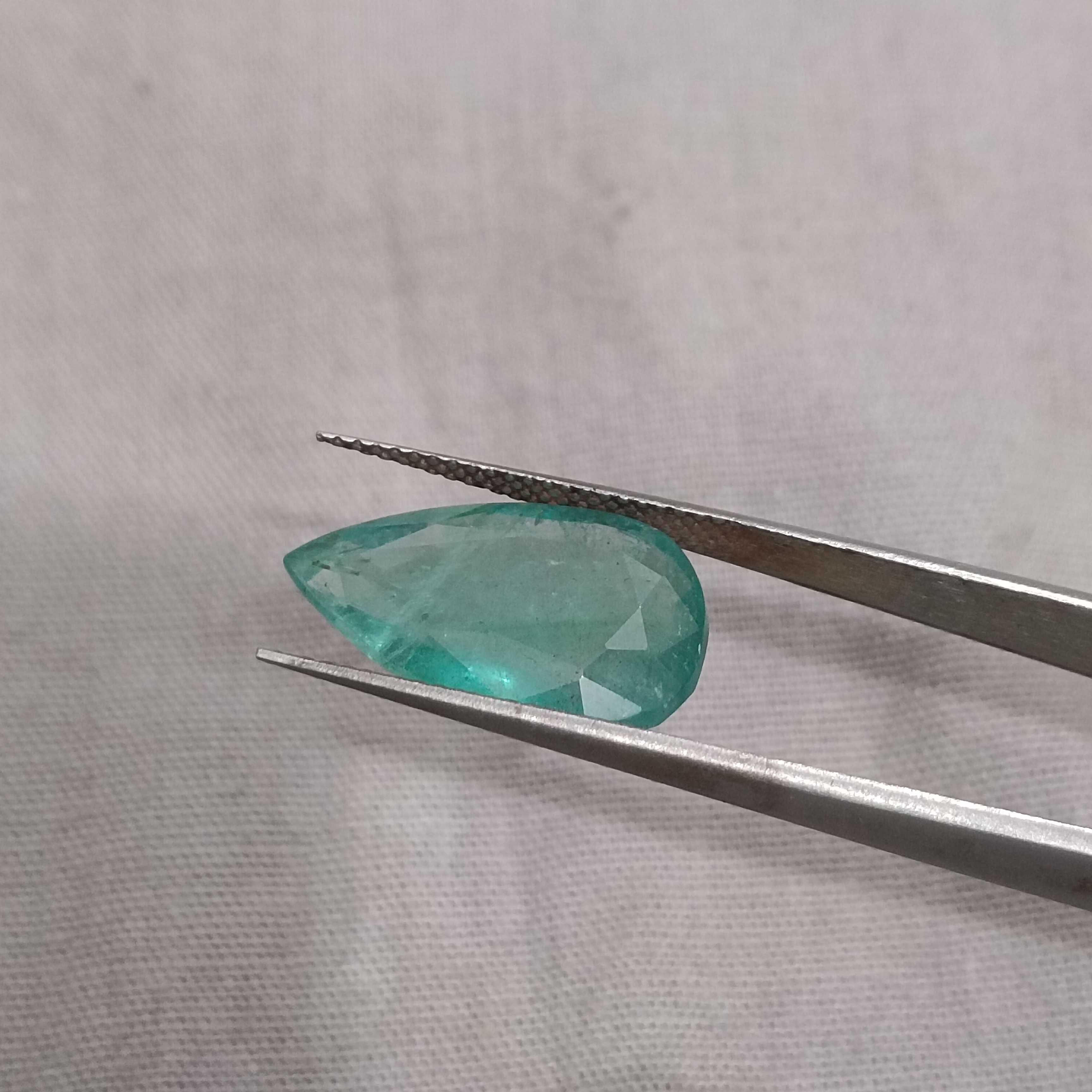 6.70ct bluish green pear cut Zambian emerald gemstone