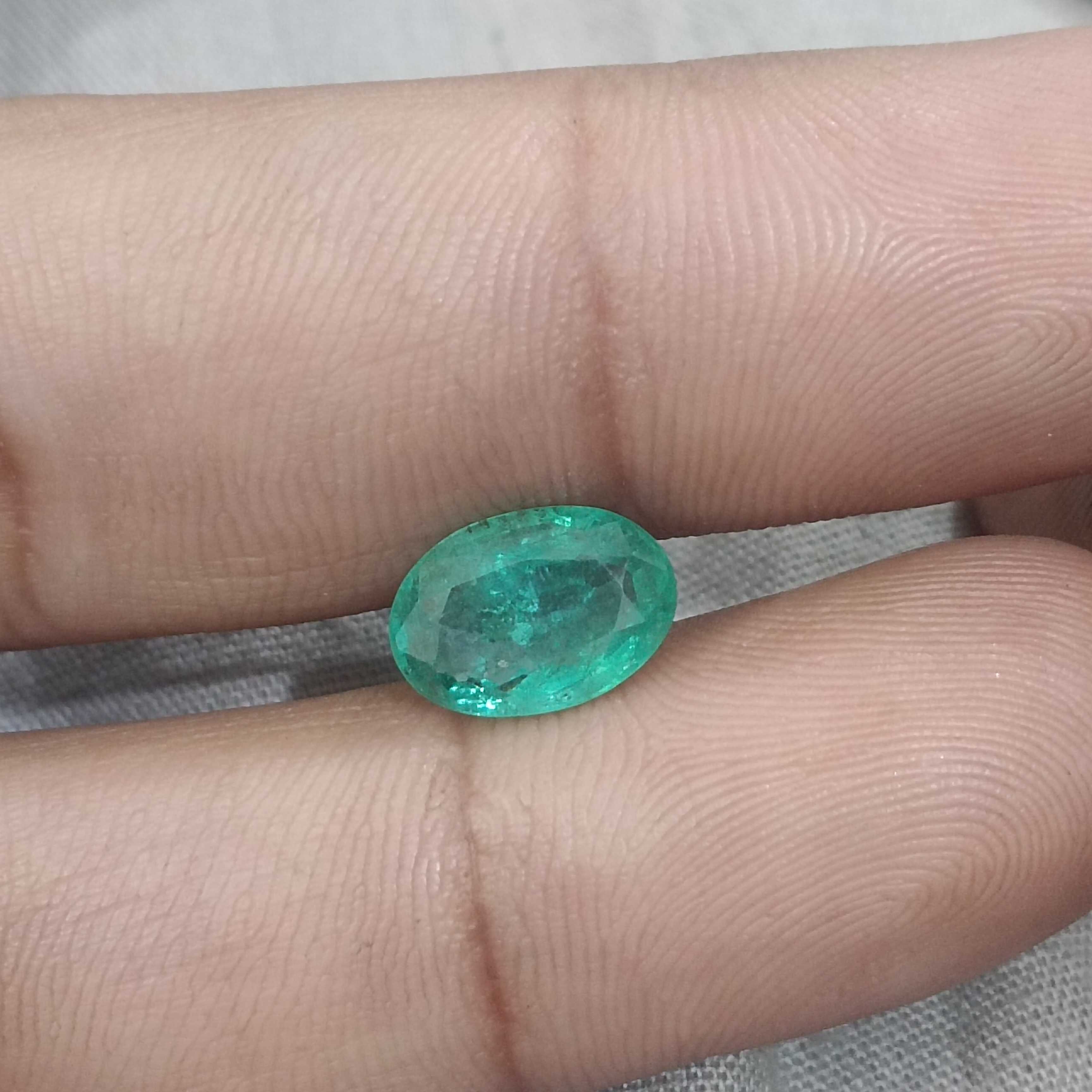 2.40ct GSI certified sea green oval cut Russian emerald gem