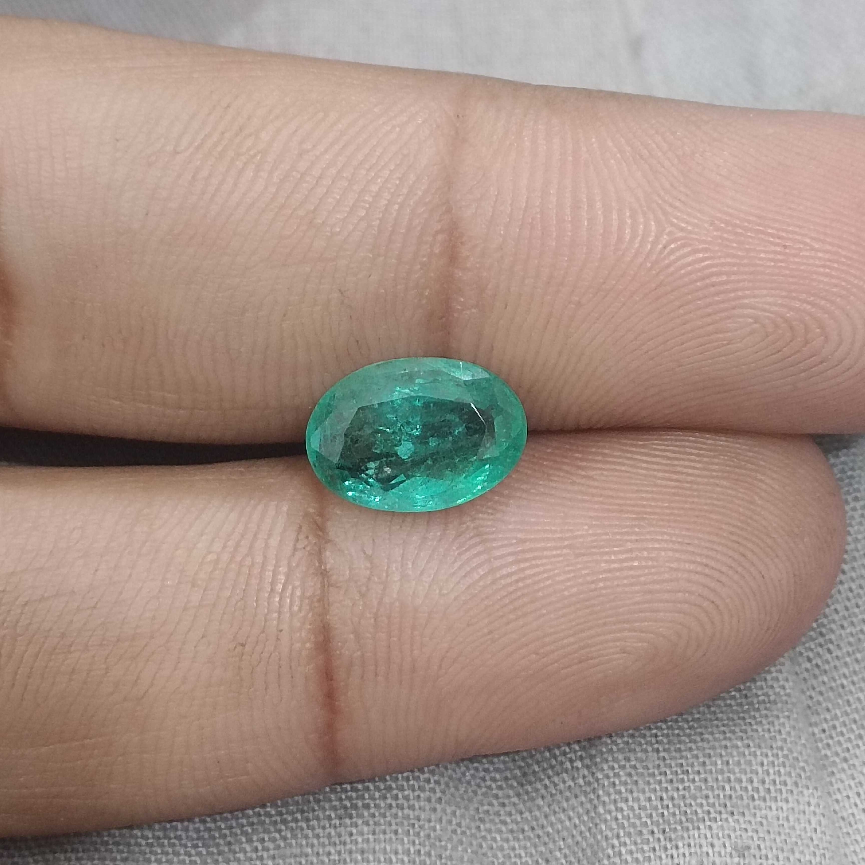 2.40ct GSI certified sea green oval cut Russian emerald gem