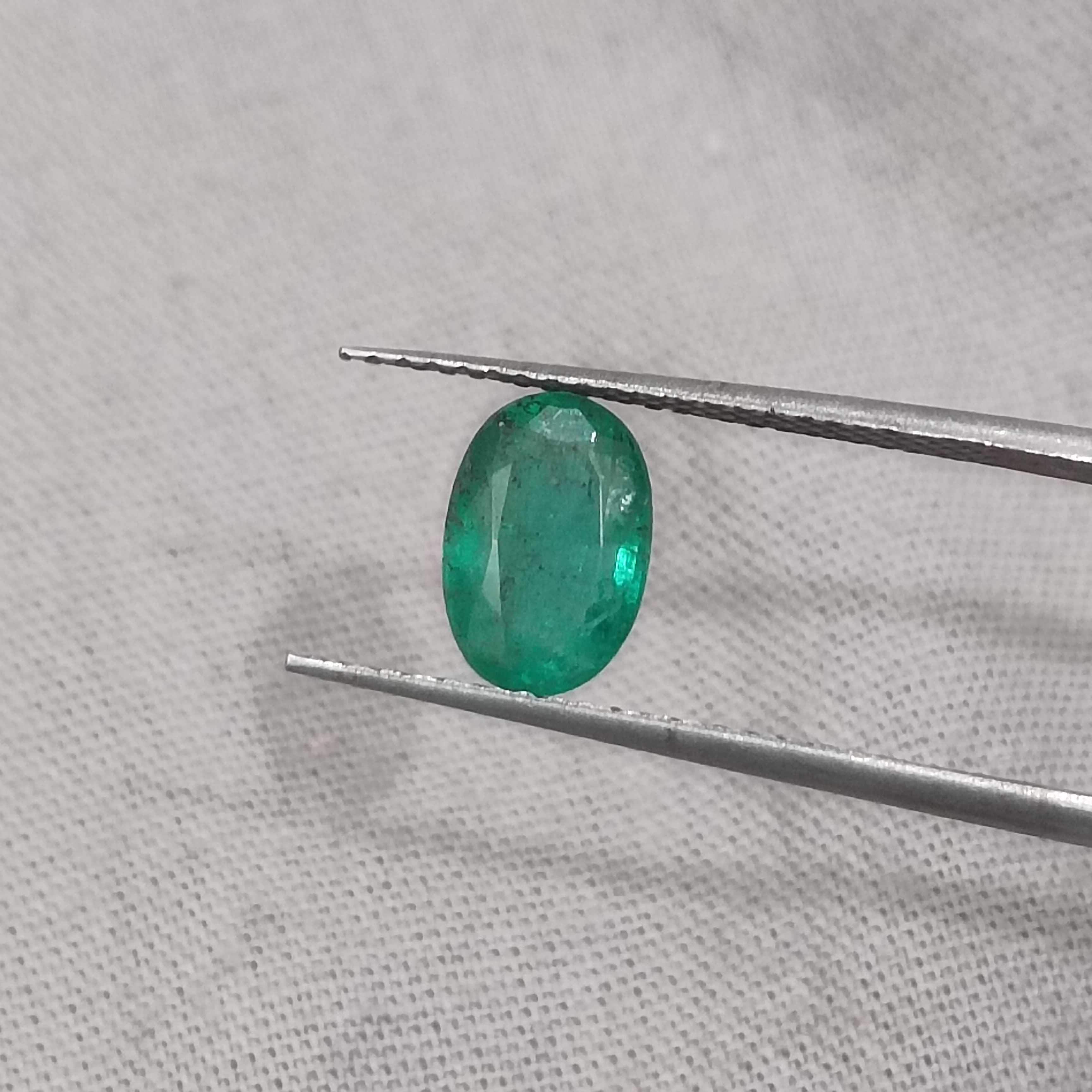 1.54ct GSI certified natural vivid green oval cut loose Zambian emerald stone