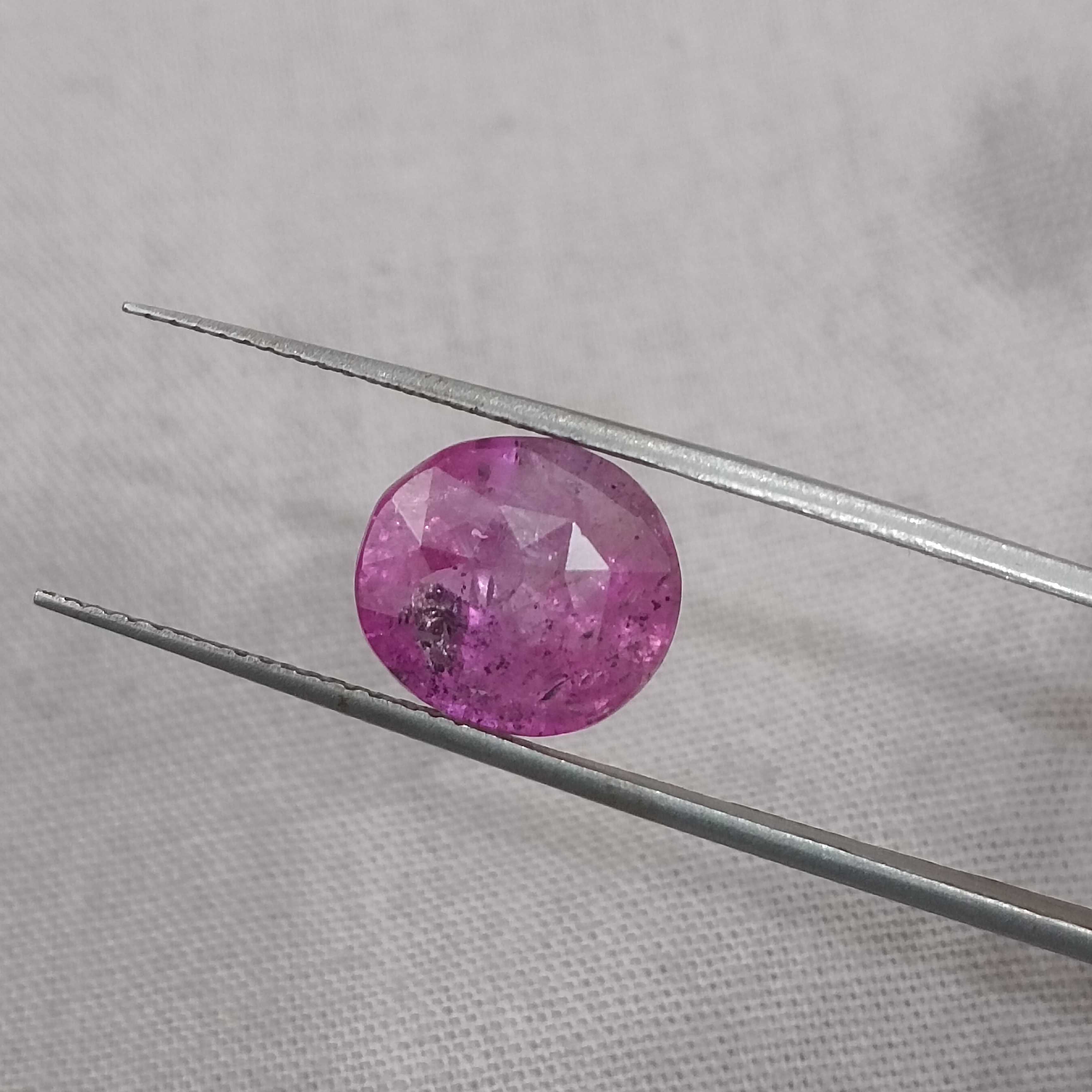 5.42ct GSI (USA) untreated transparent certified pinkish red oval mix shape Ceylon ruby stone