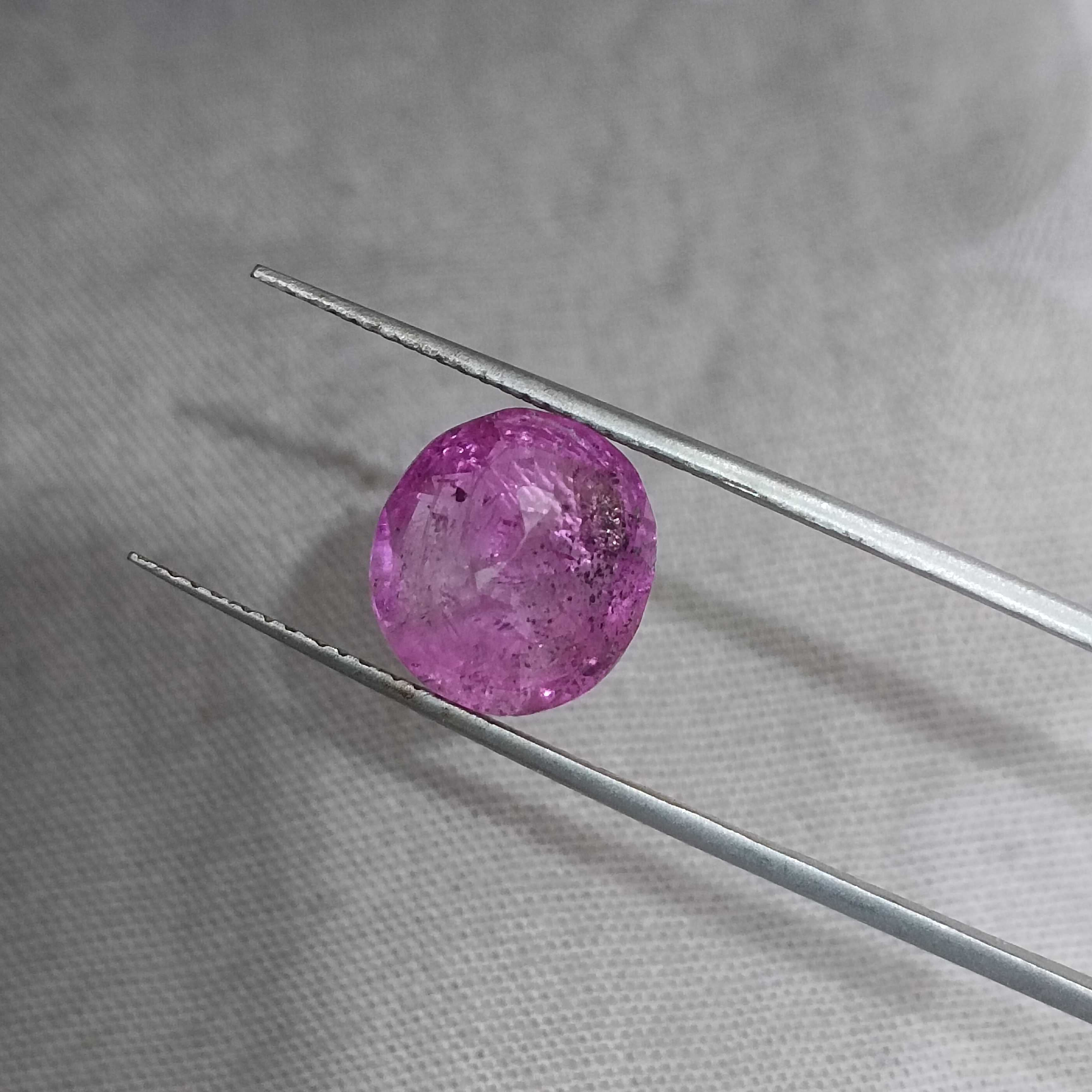5.42ct GSI (USA) untreated transparent certified pinkish red oval mix shape Ceylon ruby stone