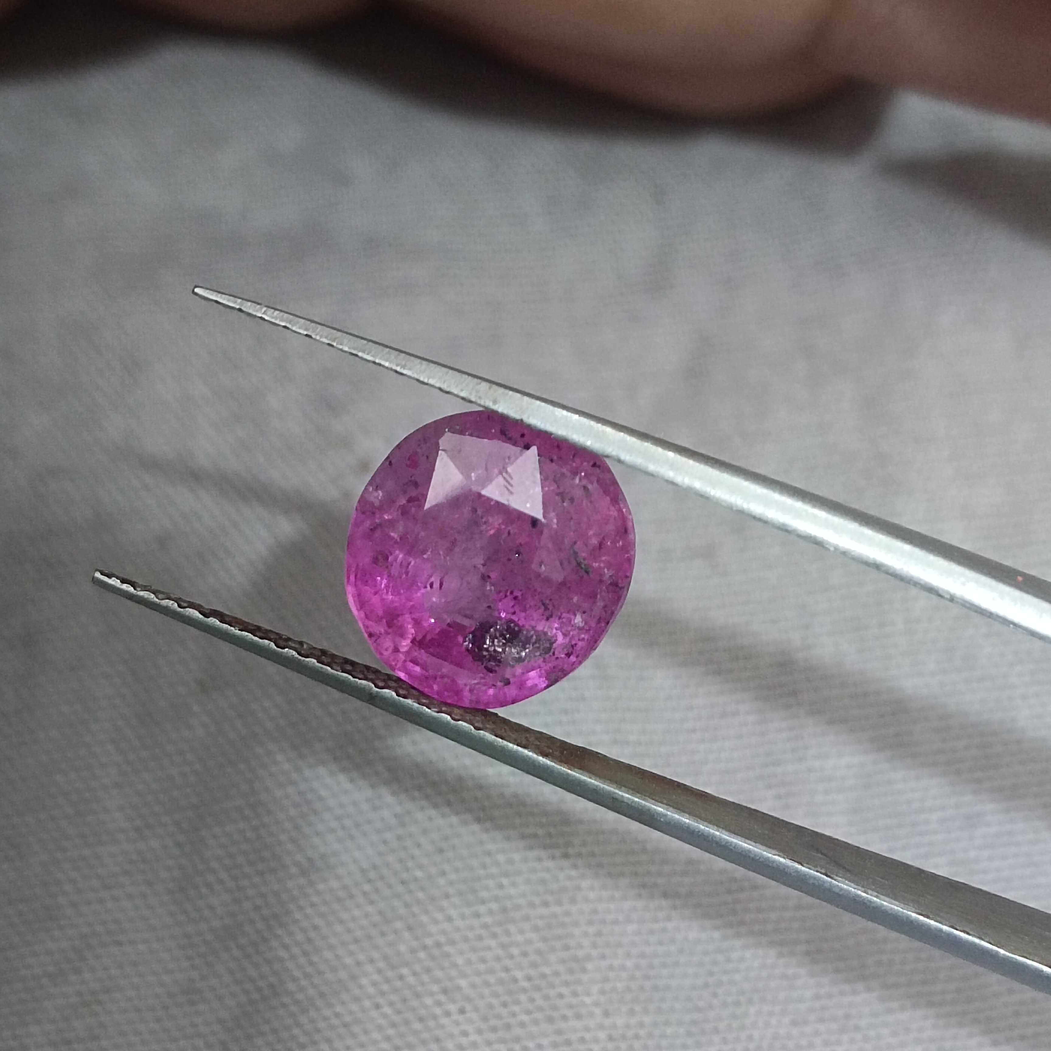 5.42ct GSI (USA) untreated transparent certified pinkish red oval mix shape Ceylon ruby stone