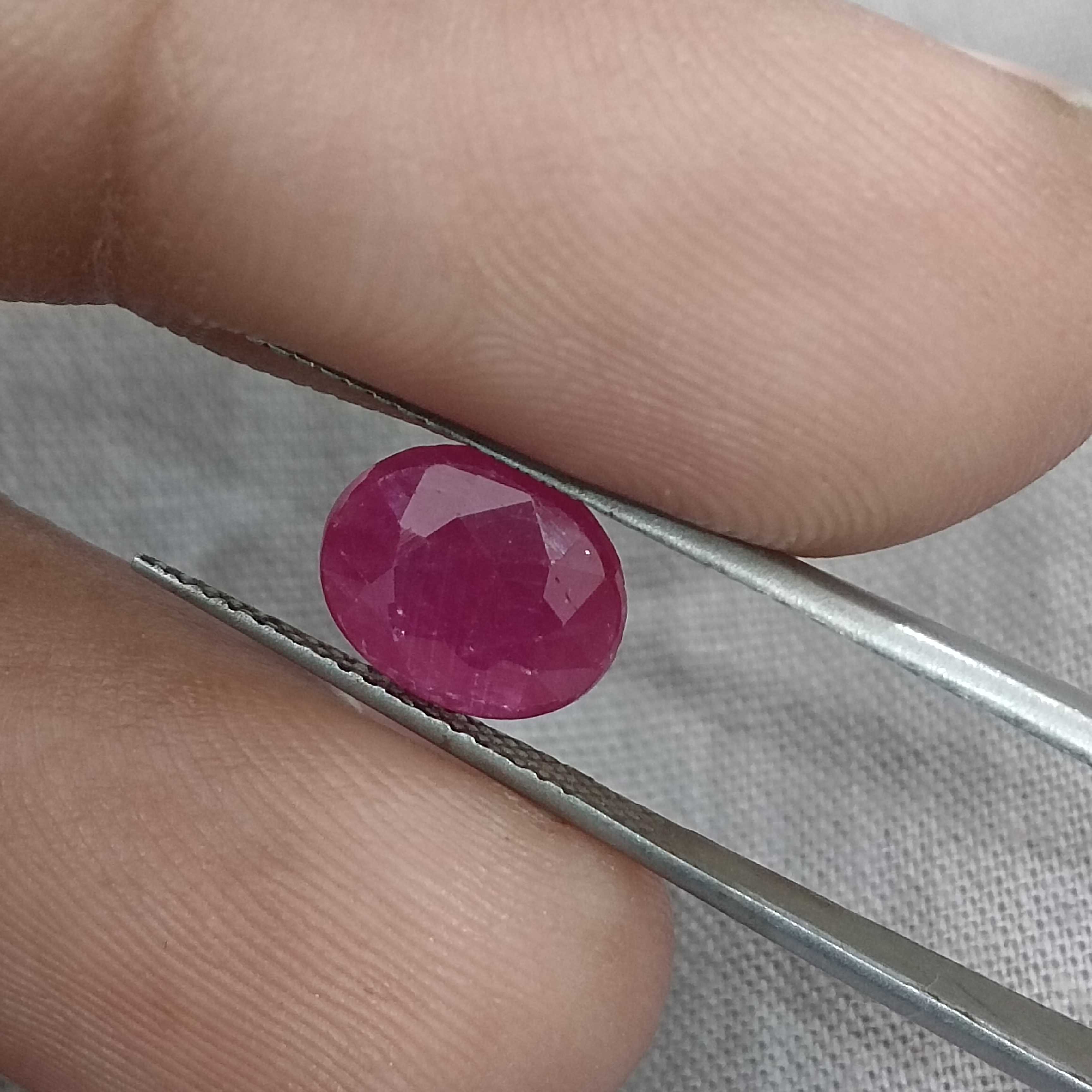 2.35ct GSI certified deep pinkish red oval cut Guiena origin ruby gemstone 