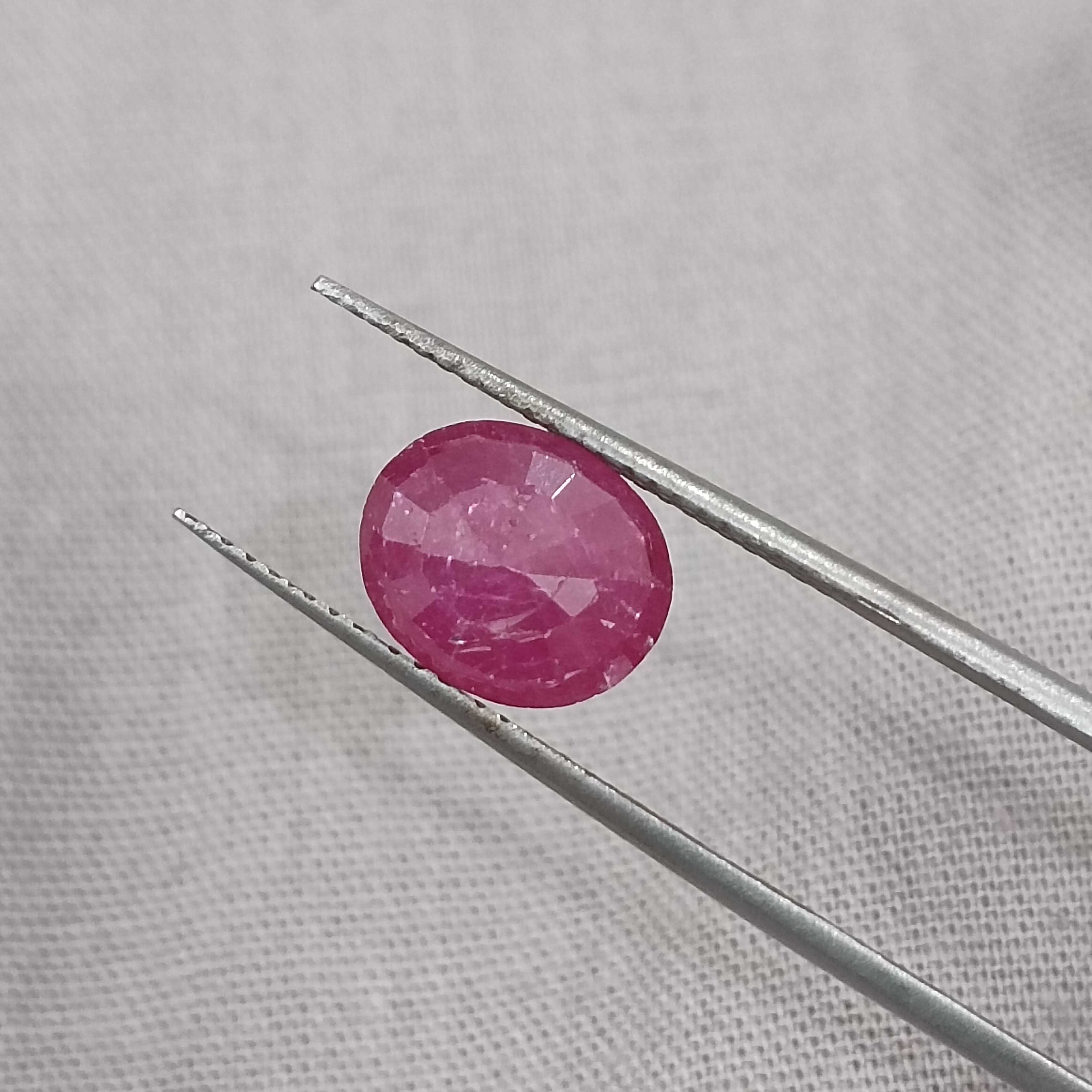 2.35ct GSI certified deep pinkish red oval cut Guiena origin ruby gemstone 