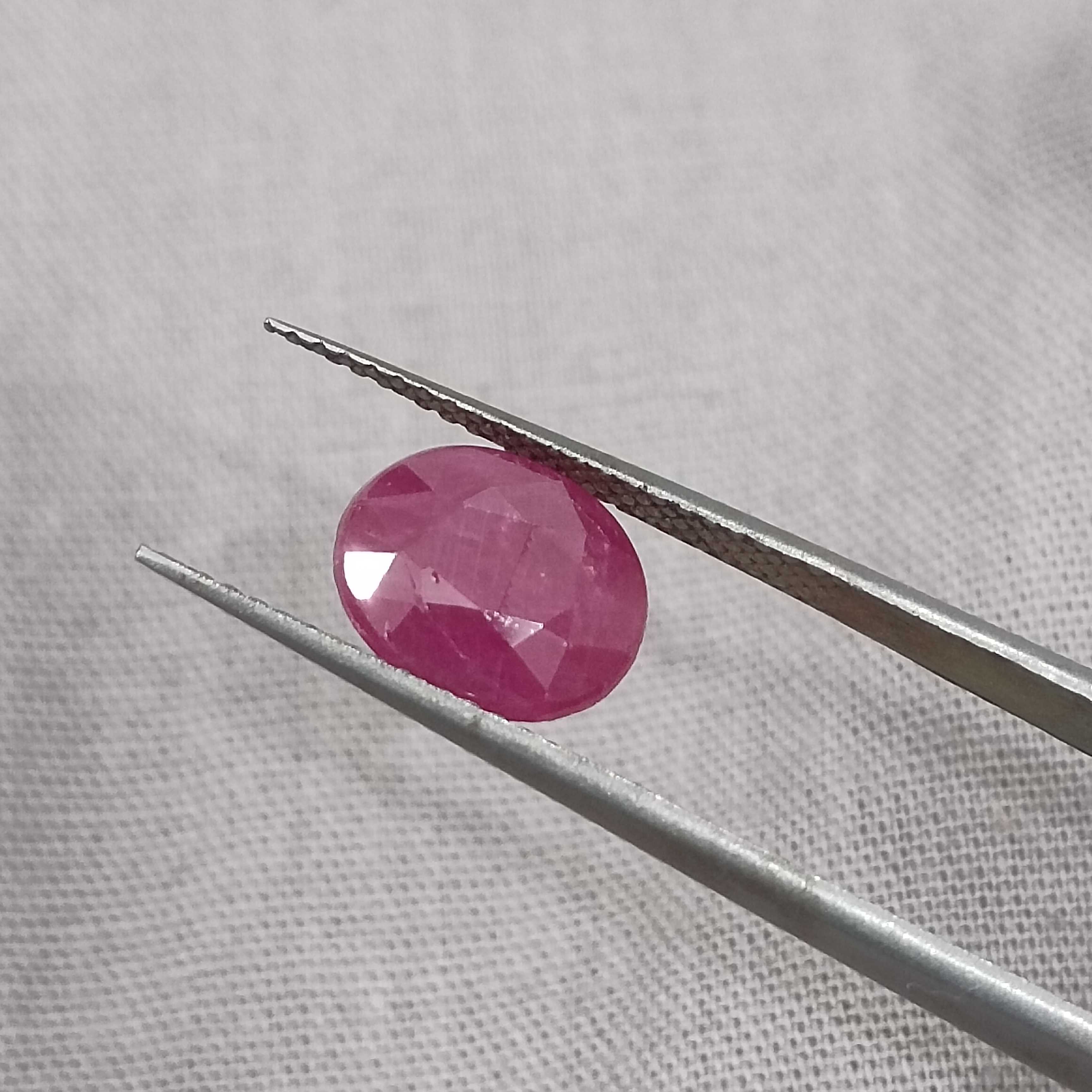 2.35ct GSI certified deep pinkish red oval cut Guiena origin ruby gemstone 