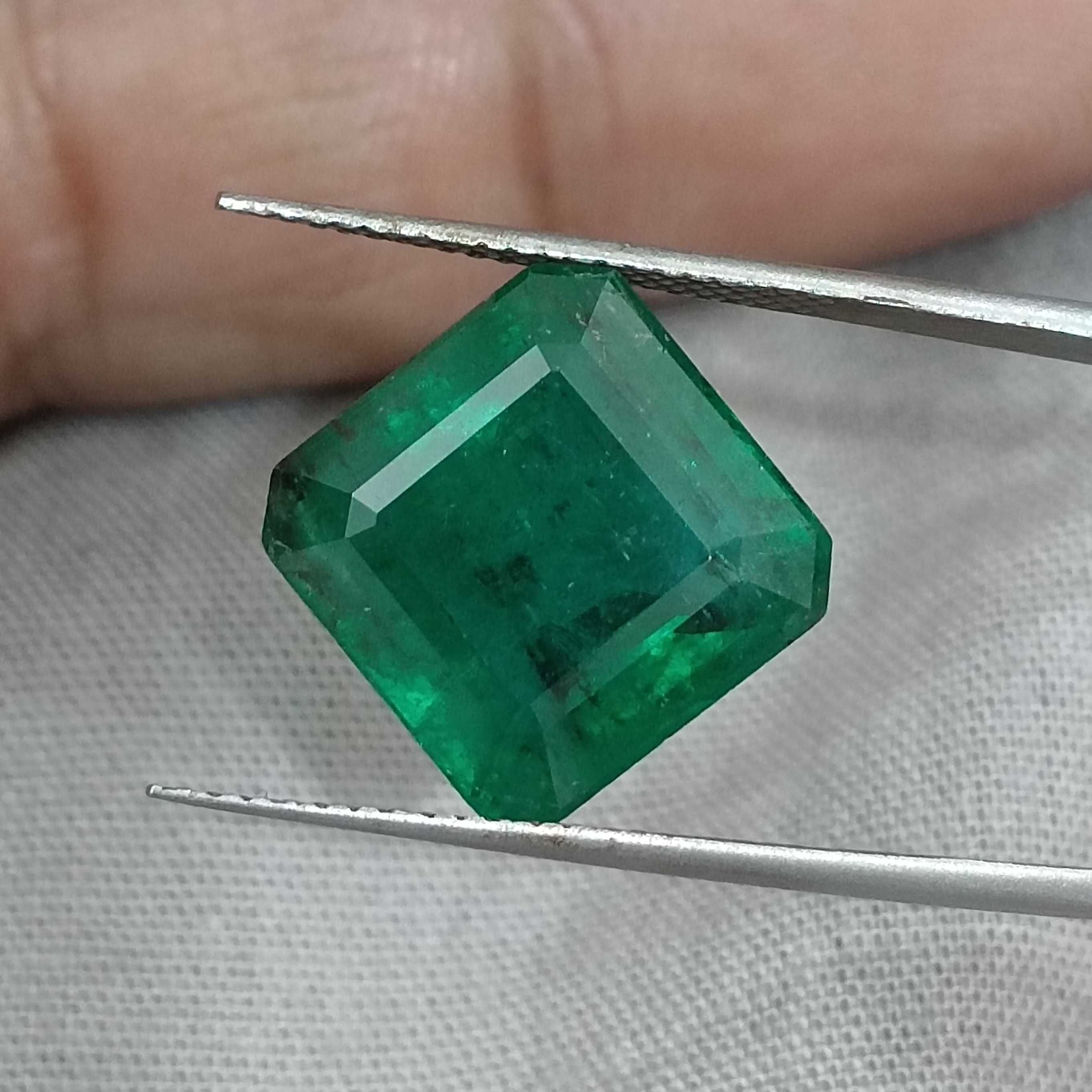 9.93ct GSI certified natural deep vivid green octagon cut Zambian emerald gemstone /
