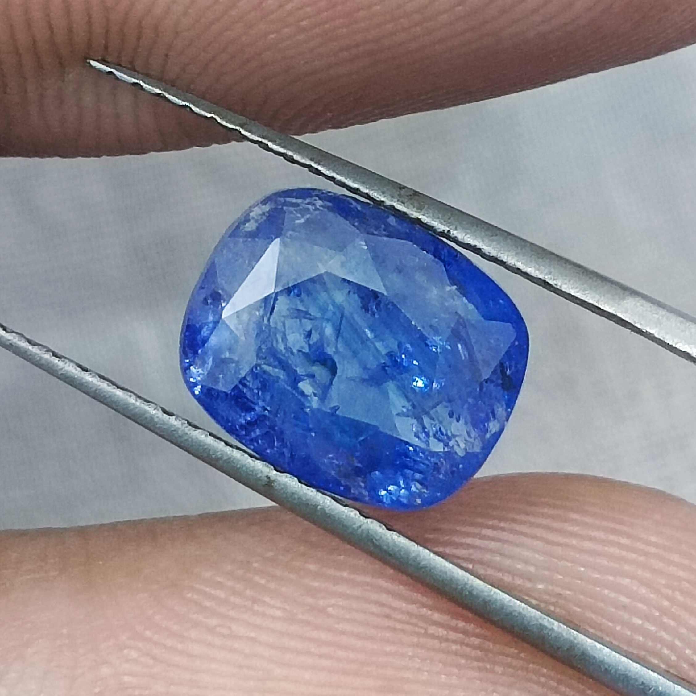4.49ct GSI certified cushion mix cut loose natural Ceylon royal blue sapphire gemstone H/