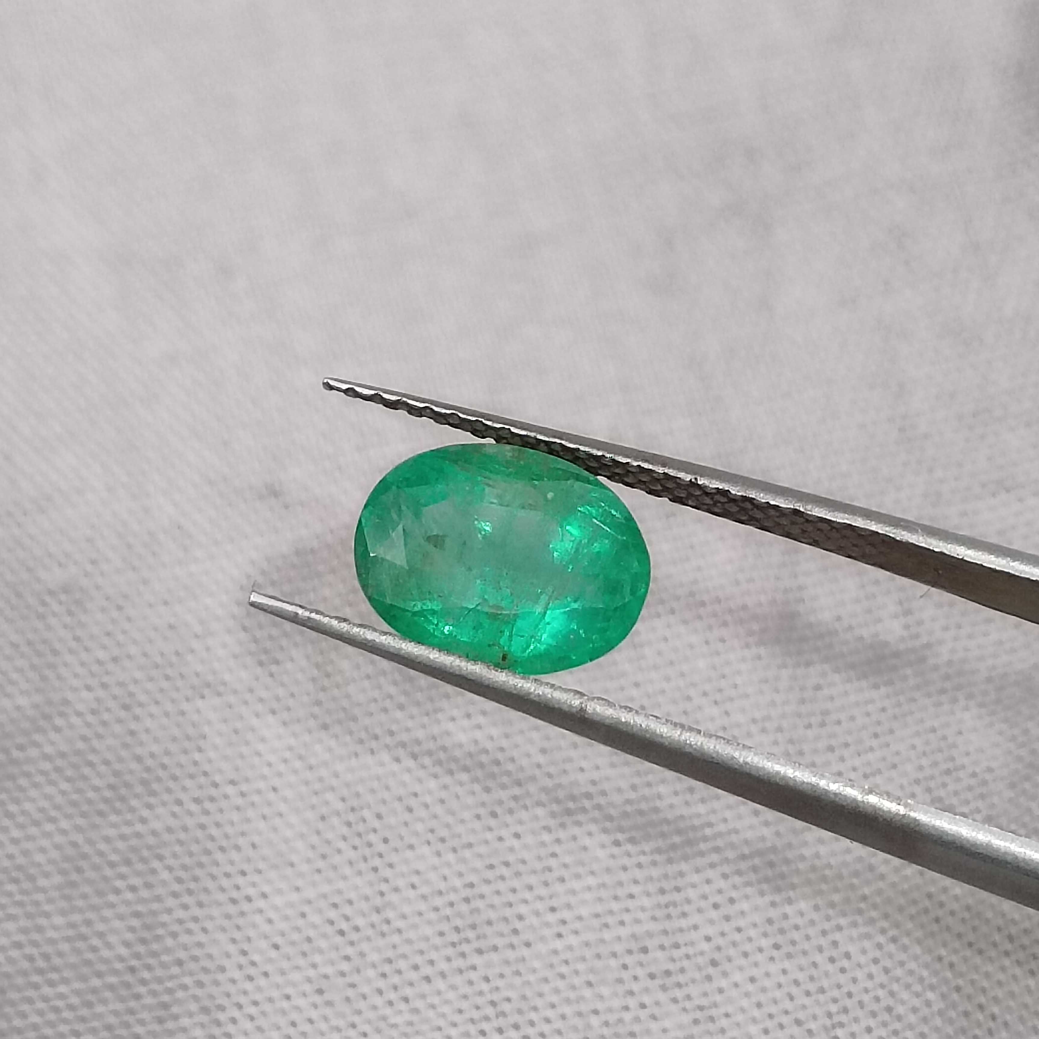 1.83cts certified spring green oval cut emerald stone 