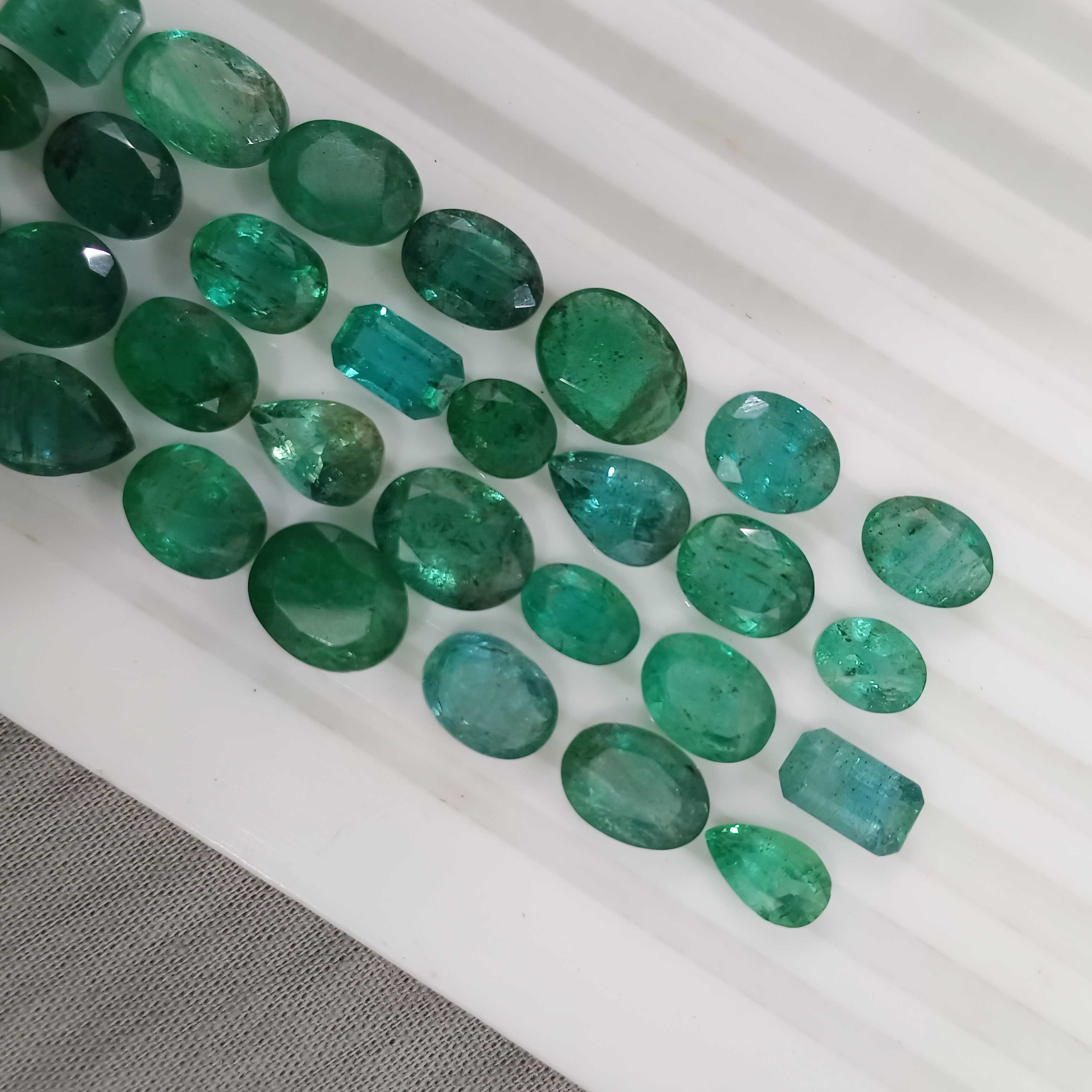 42.5ct medium to deep color multi shape emerald gemstone lot/