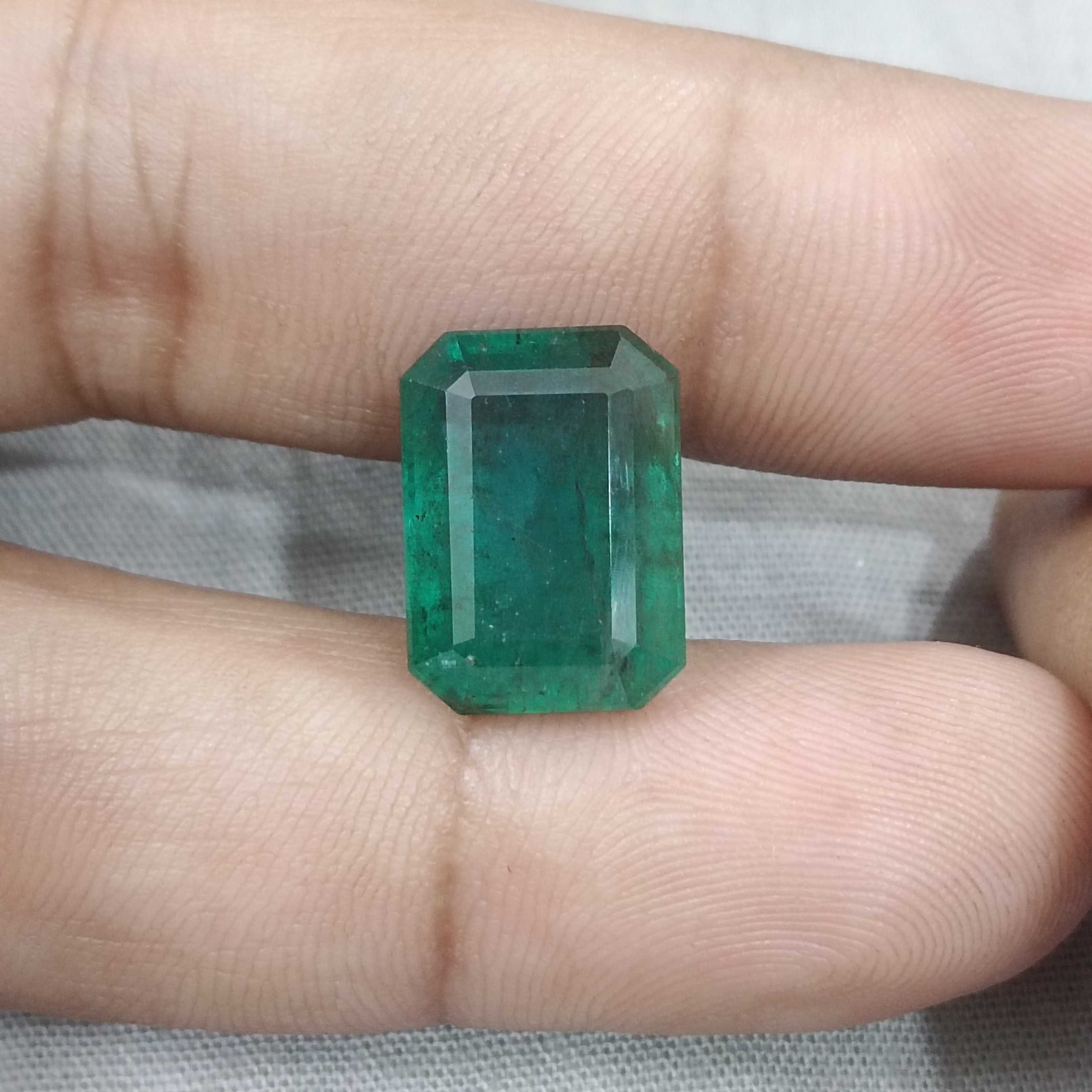 10.92cts AGR certified big size deep natural forest green octagon cut Zambian emerald stone 