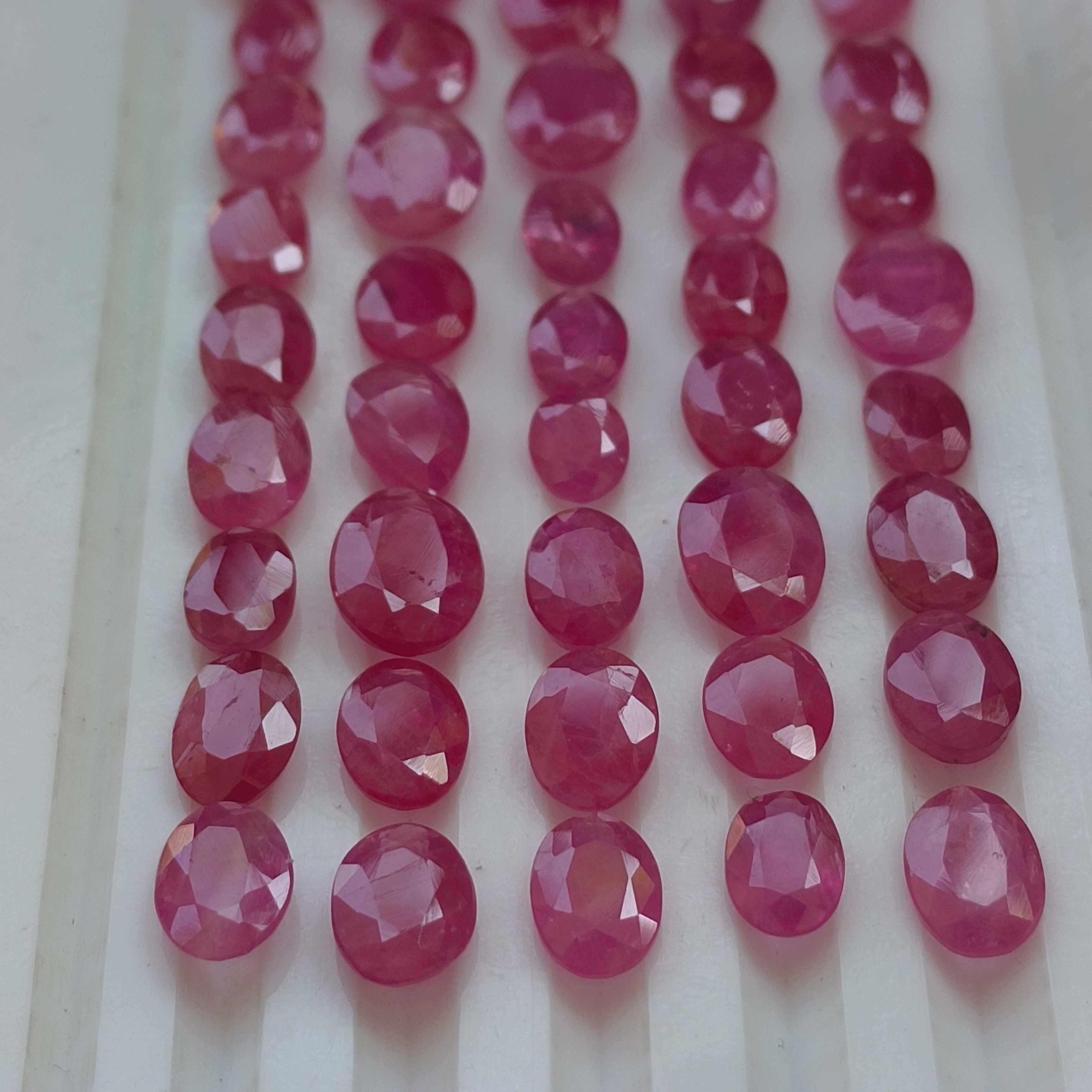 38.03cts unheated African origin pinkish red oval cut ruby gemstone lot