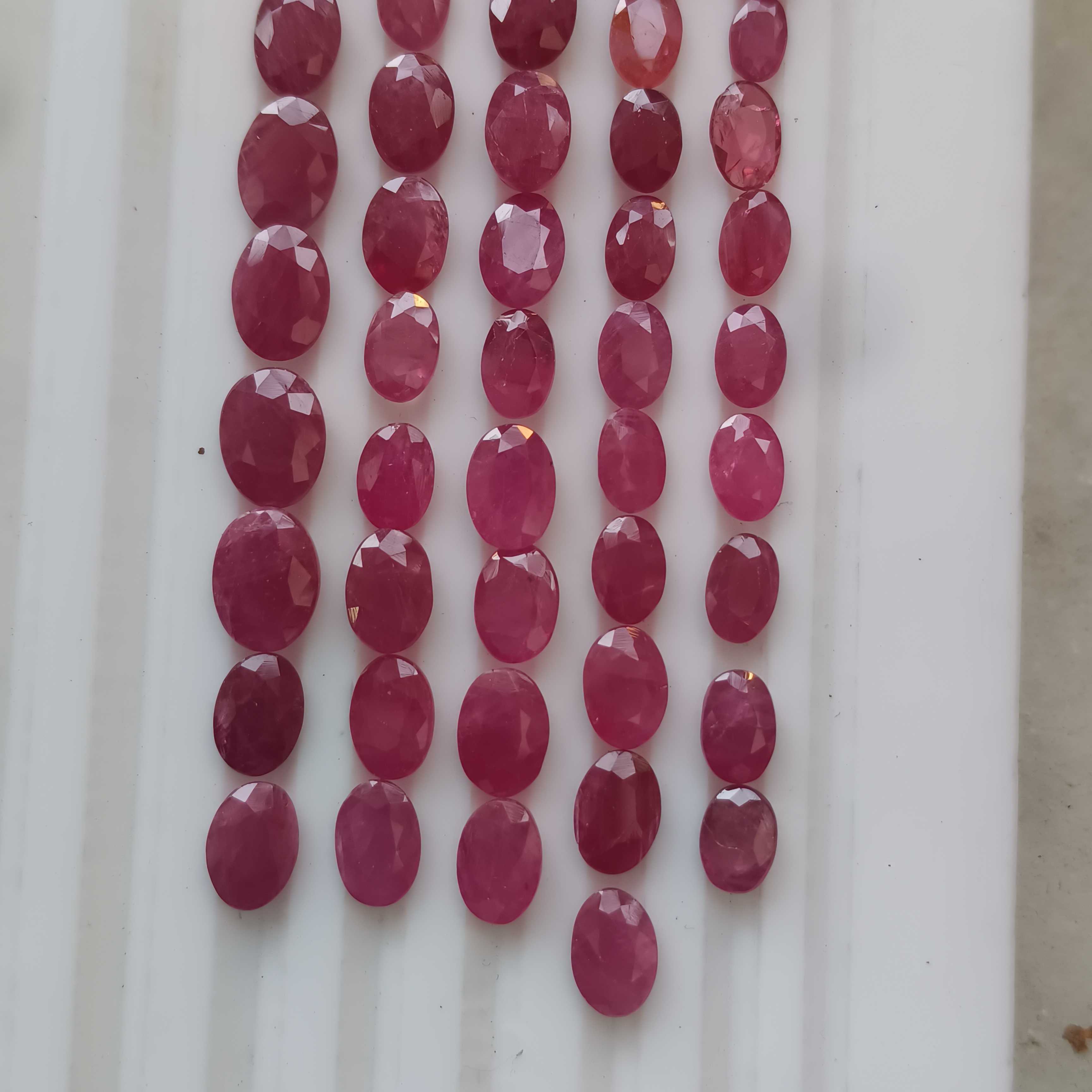 40.37ct red color oval cut unheated African ruby gemstone lot