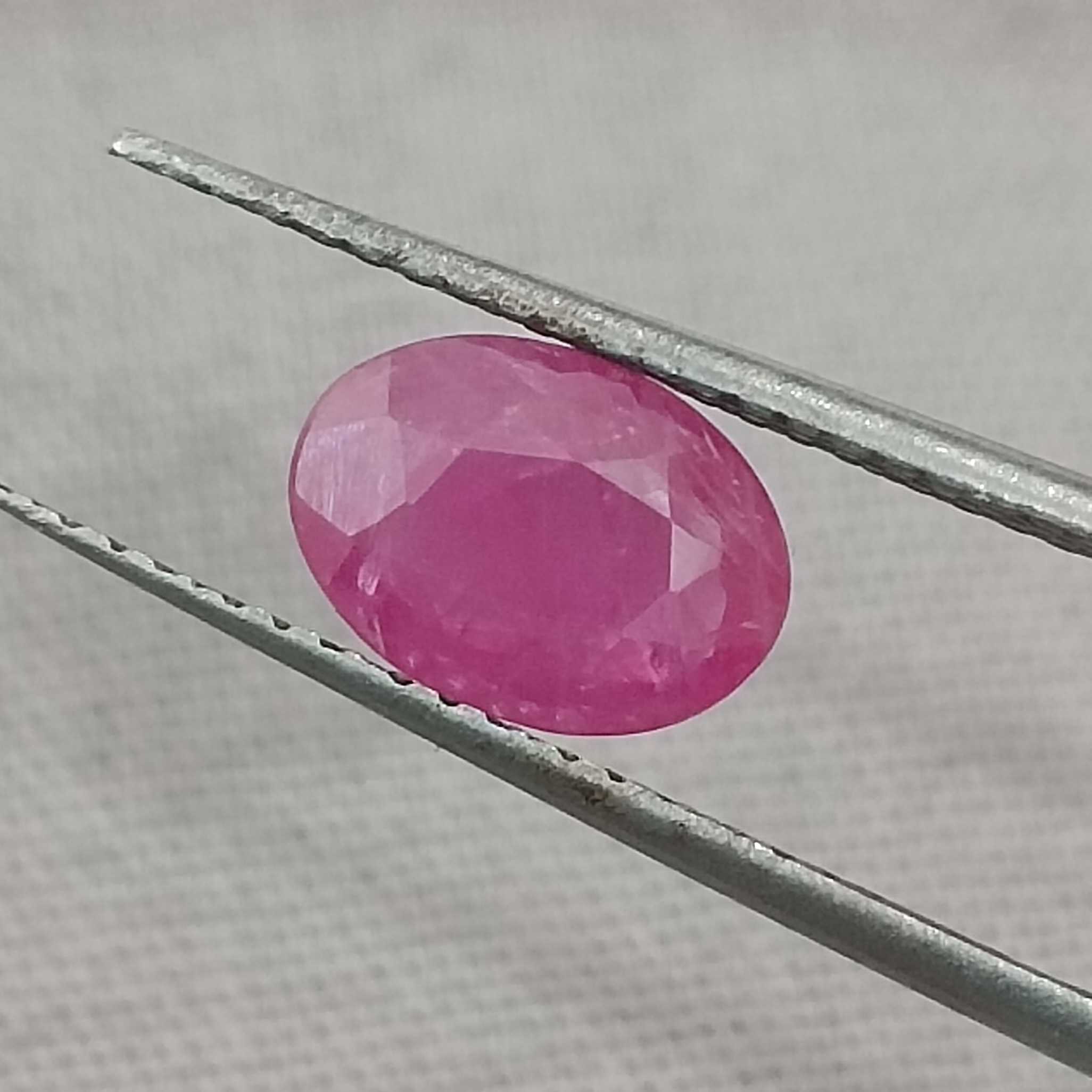 1.08cts GSI certified pinkish red unheated oval cut ruby stone/