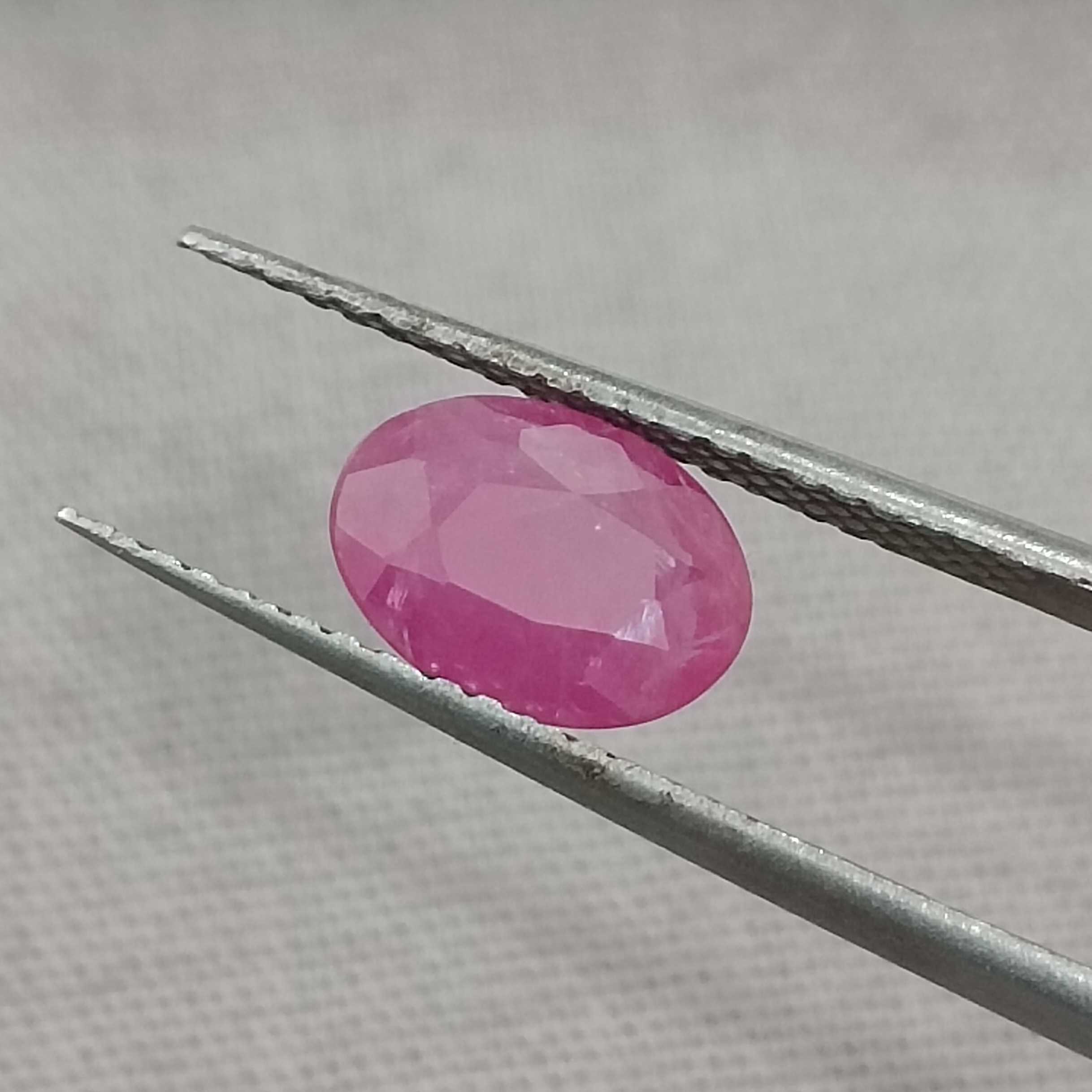 1.08cts GSI certified pinkish red unheated oval cut ruby stone