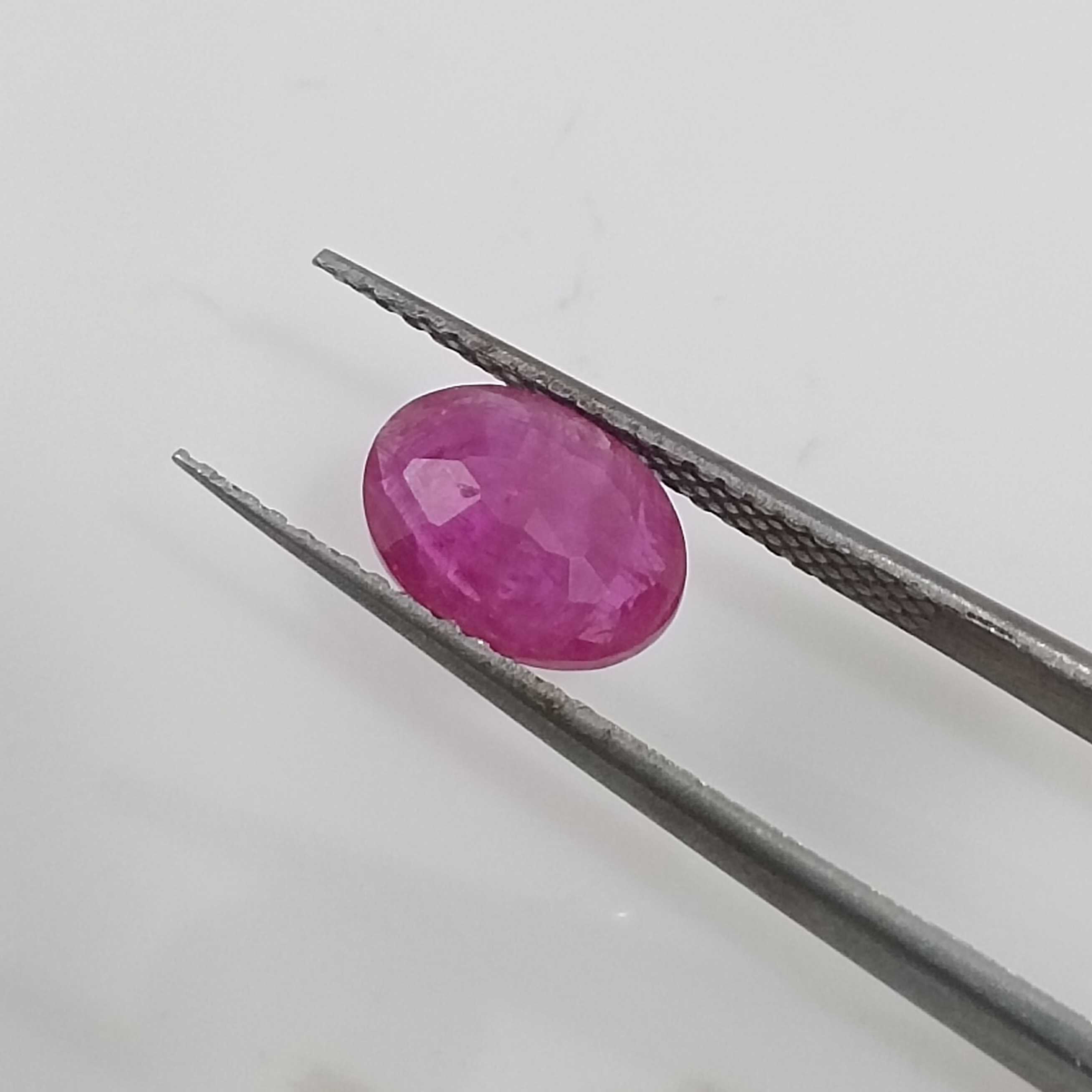 1.08cts GSI certified pinkish red unheated oval cut ruby stone