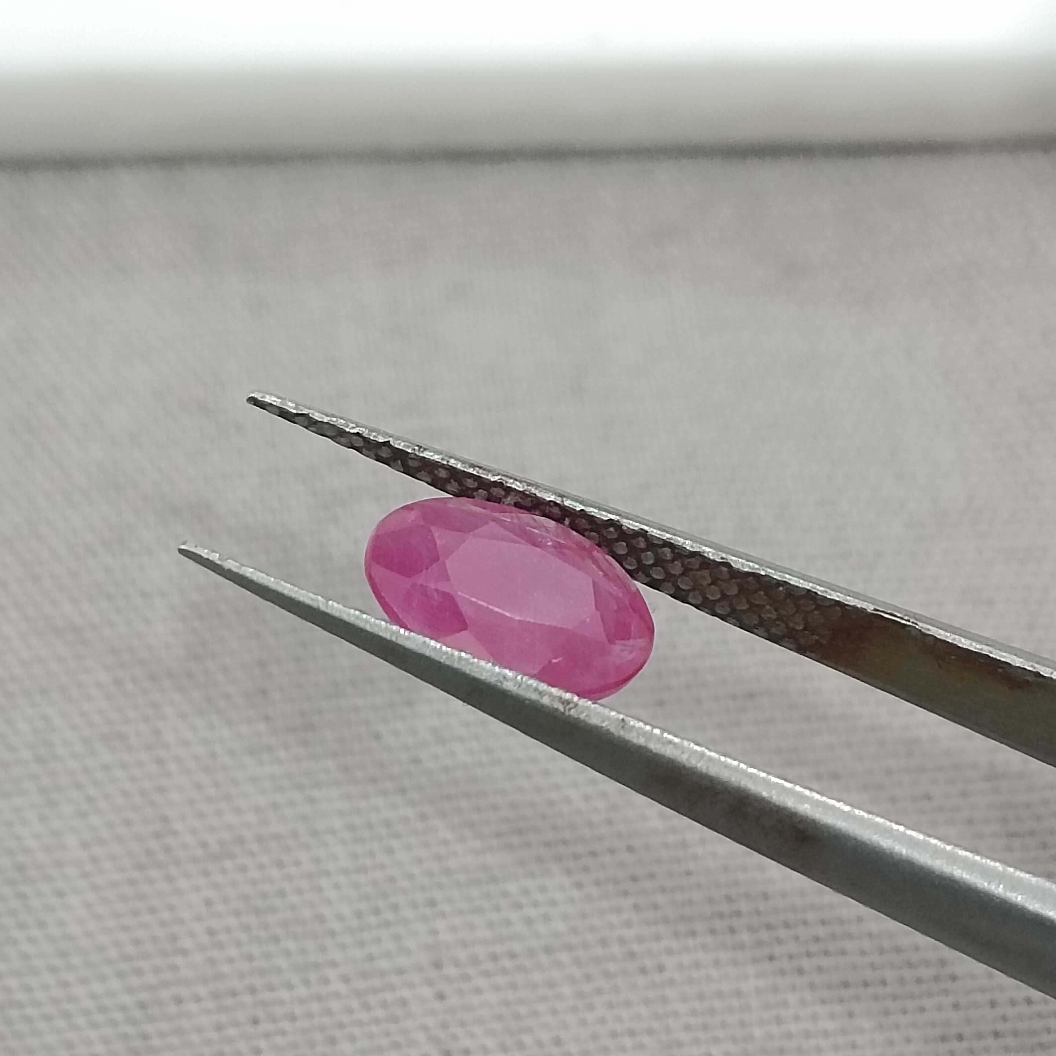 1.08cts GSI certified pinkish red unheated oval cut ruby stone