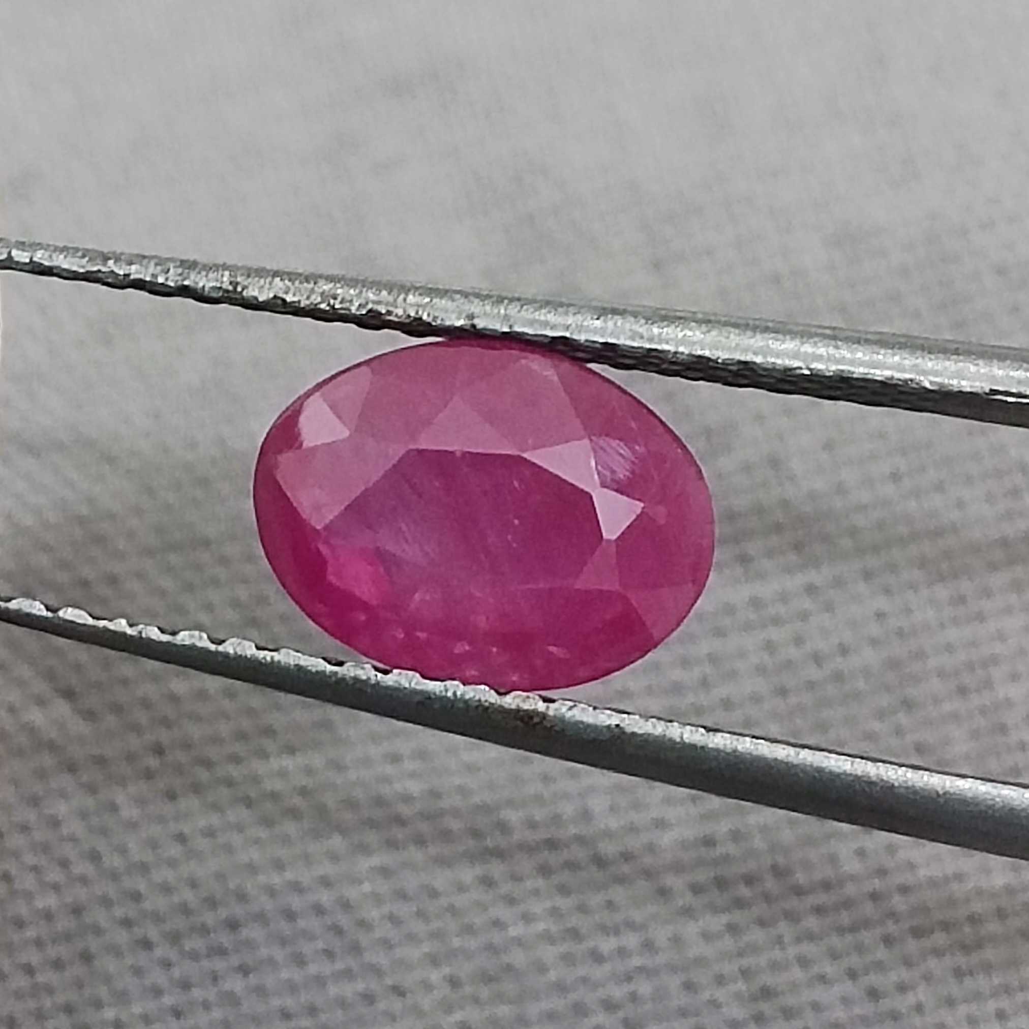 1.22cts certified unheated pinkish red oval shaped African ruby stone/