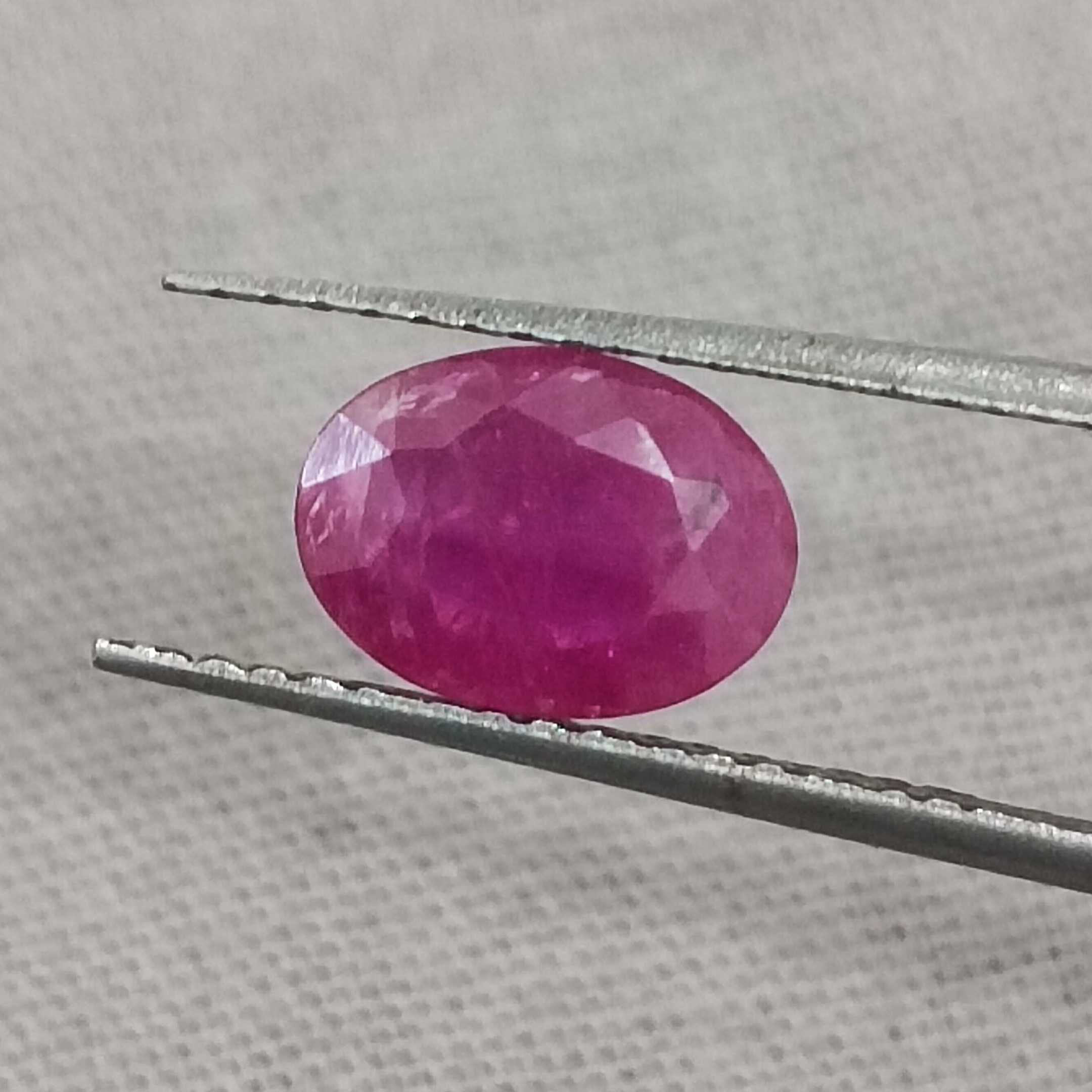 1.20cts certified purplish red oval cut unheated African ruby gemstone /