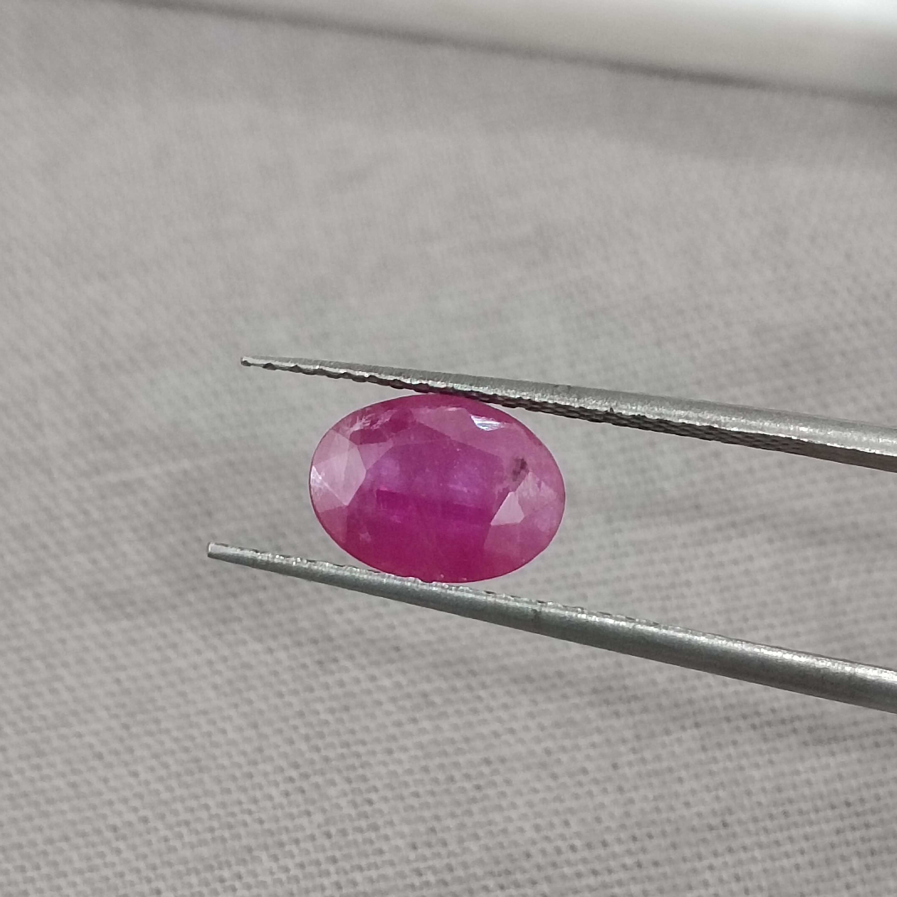 1.20cts certified purplish red oval cut unheated African ruby gemstone 