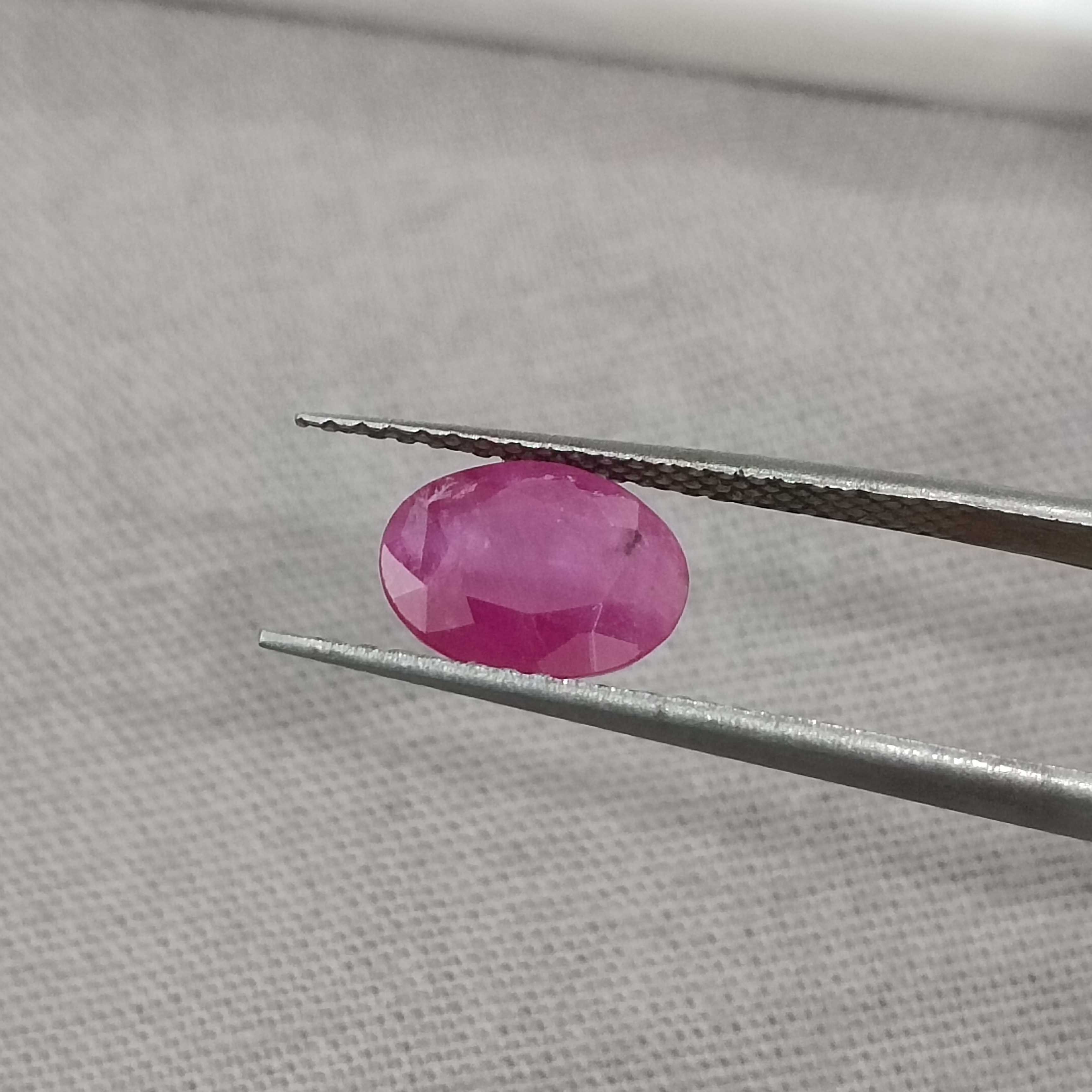 1.20cts certified purplish red oval cut unheated African ruby gemstone 