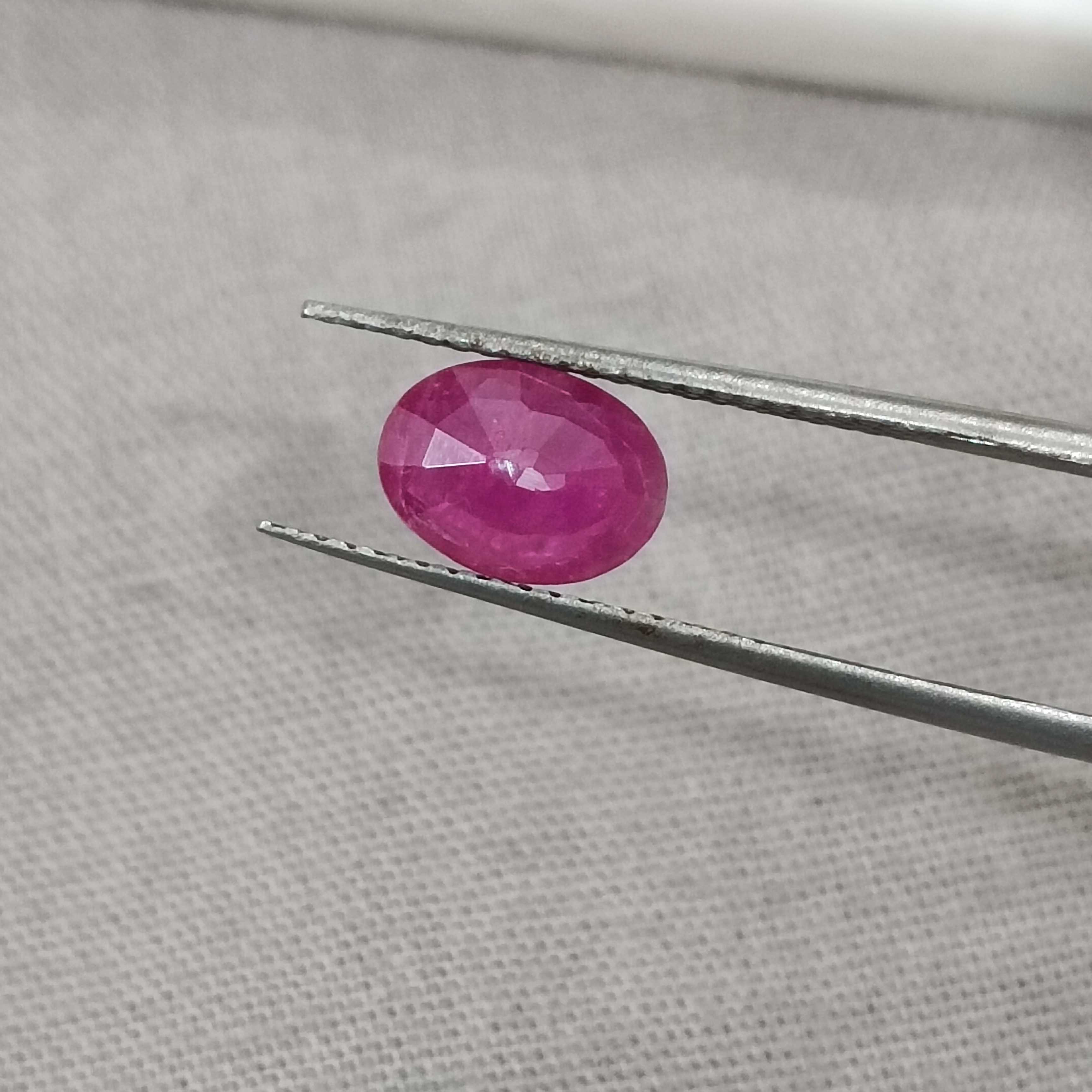 1.20cts certified purplish red oval cut unheated African ruby gemstone 
