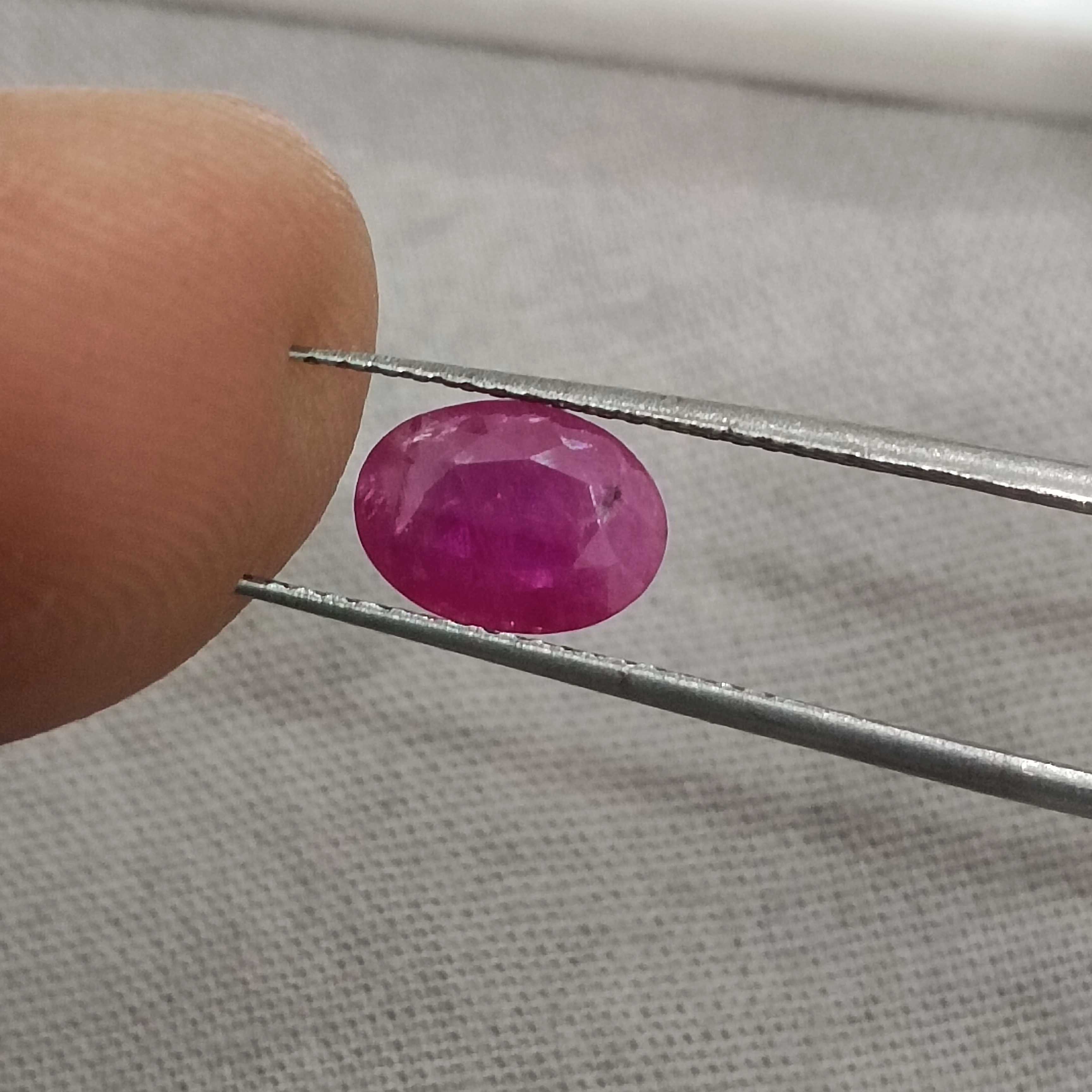 1.20cts certified purplish red oval cut unheated African ruby gemstone 
