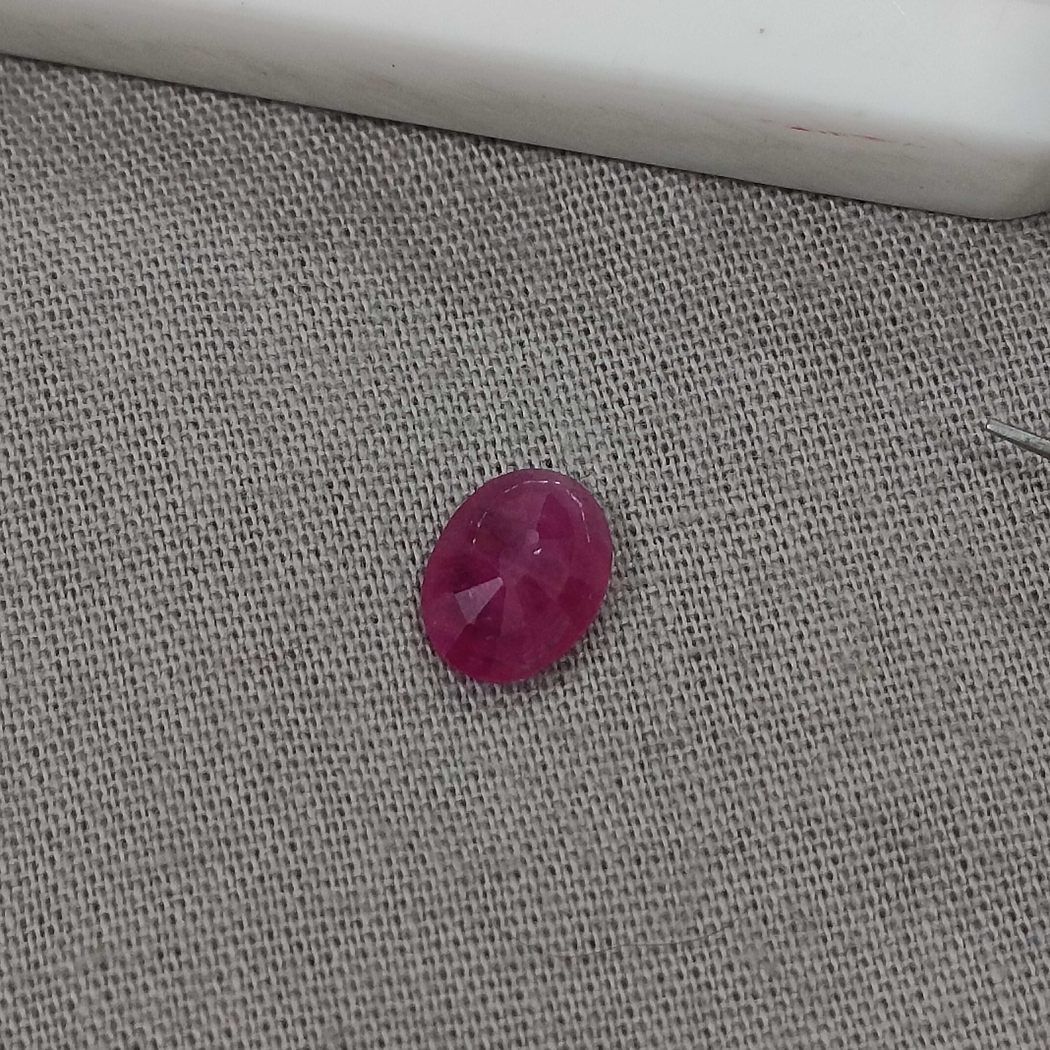 1.20cts certified purplish red oval cut unheated African ruby gemstone 