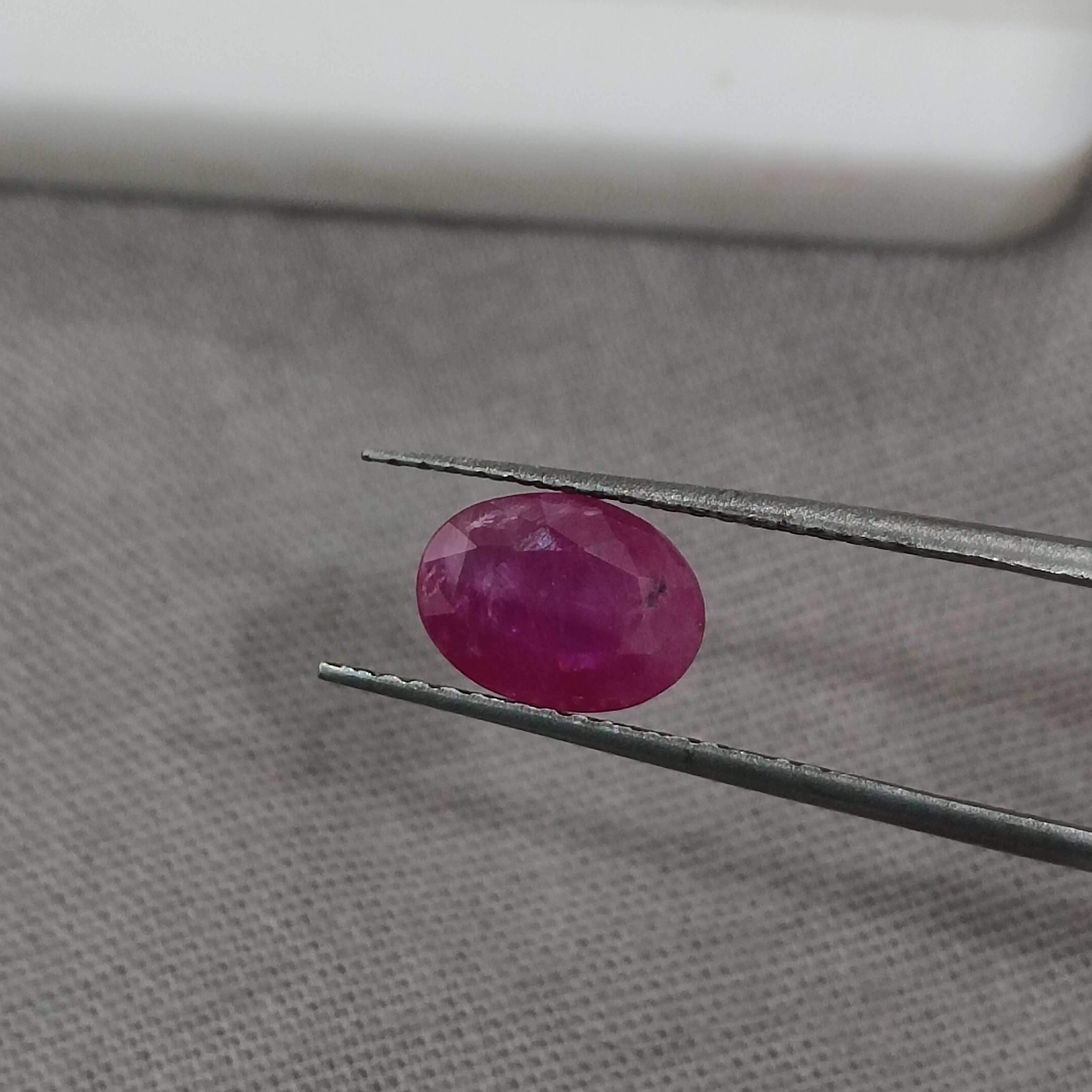 1.20cts certified purplish red oval cut unheated African ruby gemstone 