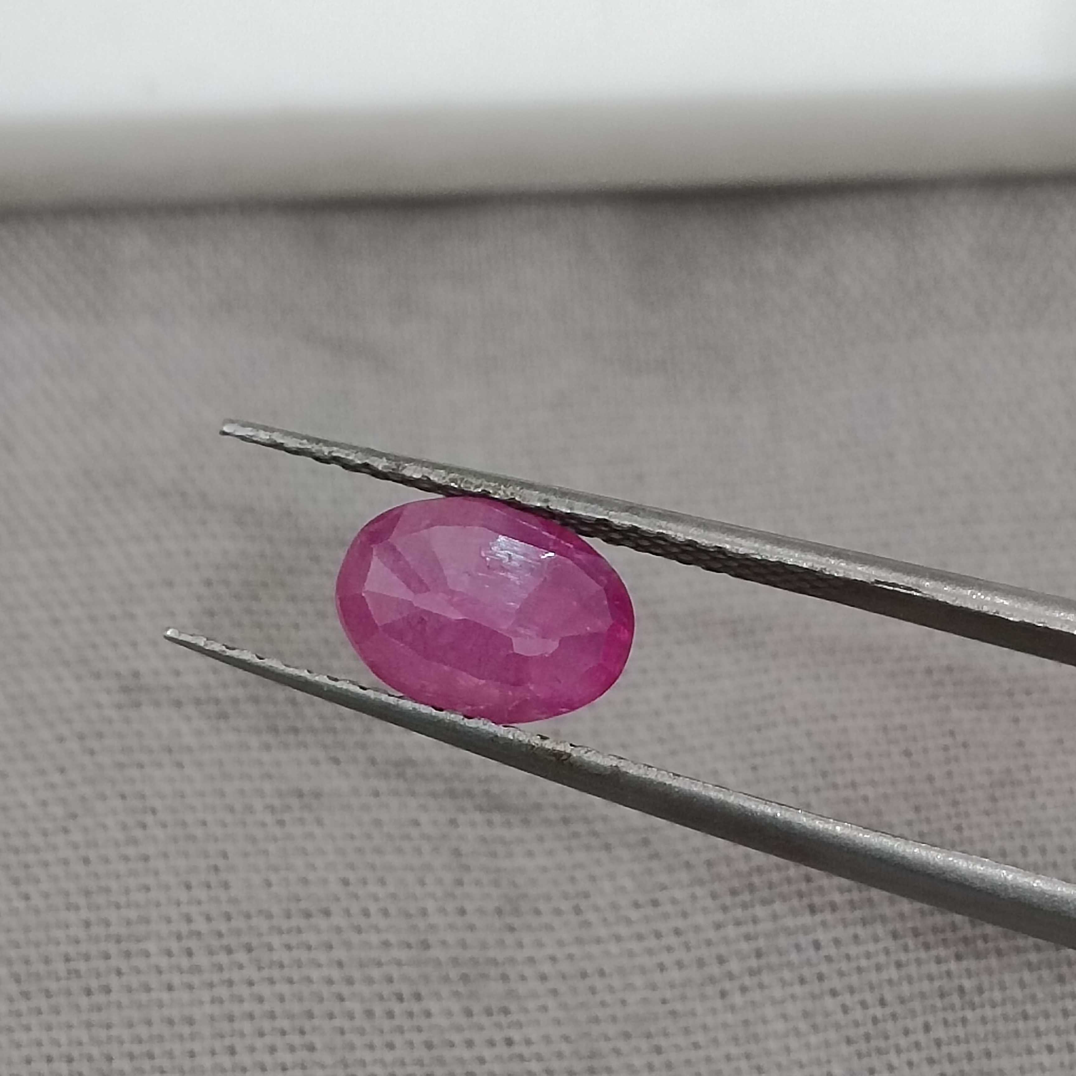 1.26cts GSI certified pinkish red oval cut unheated ruby 