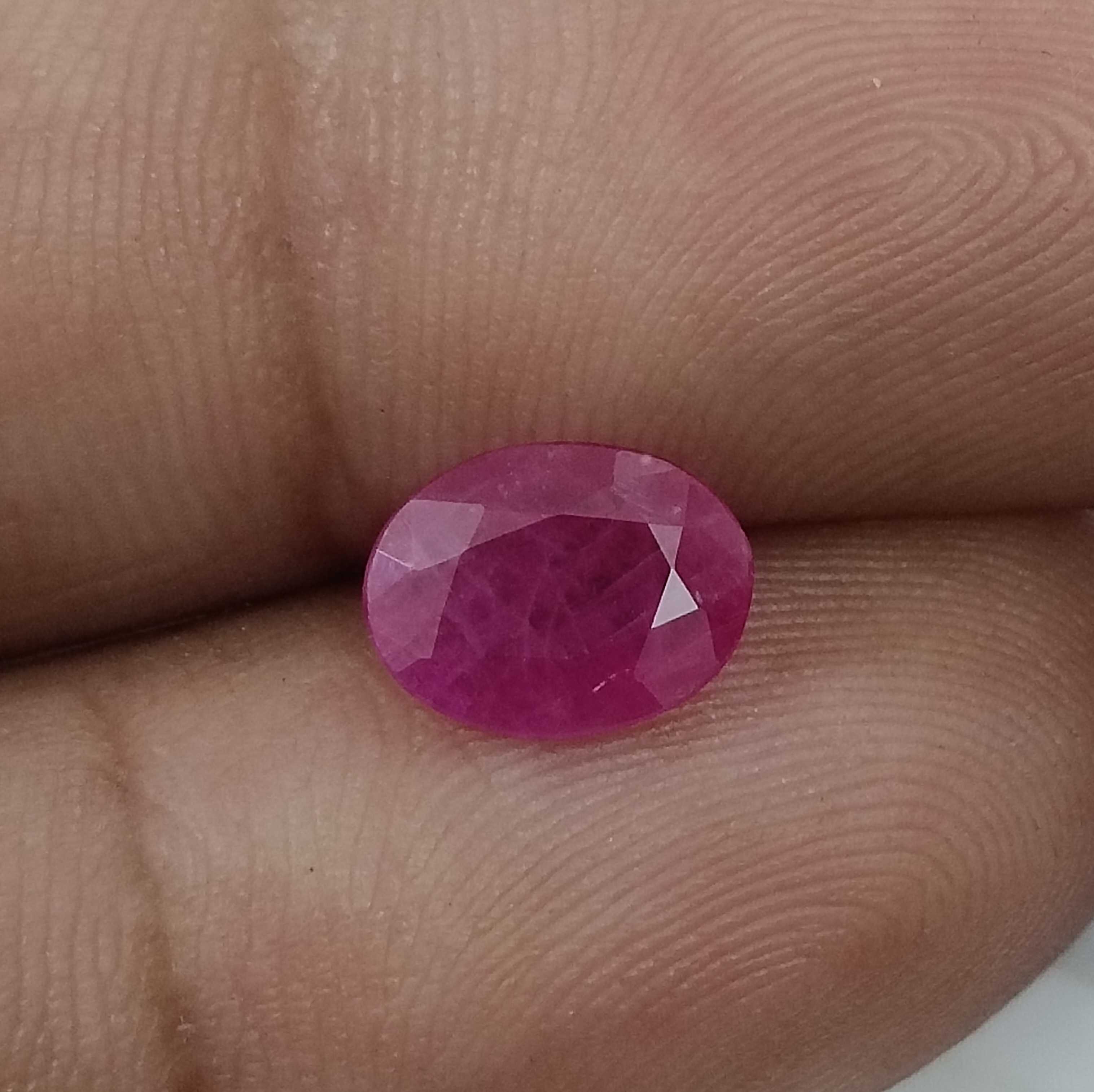 1.80cts certified natural purplish pinkish red unheated oval shape African ruby stone