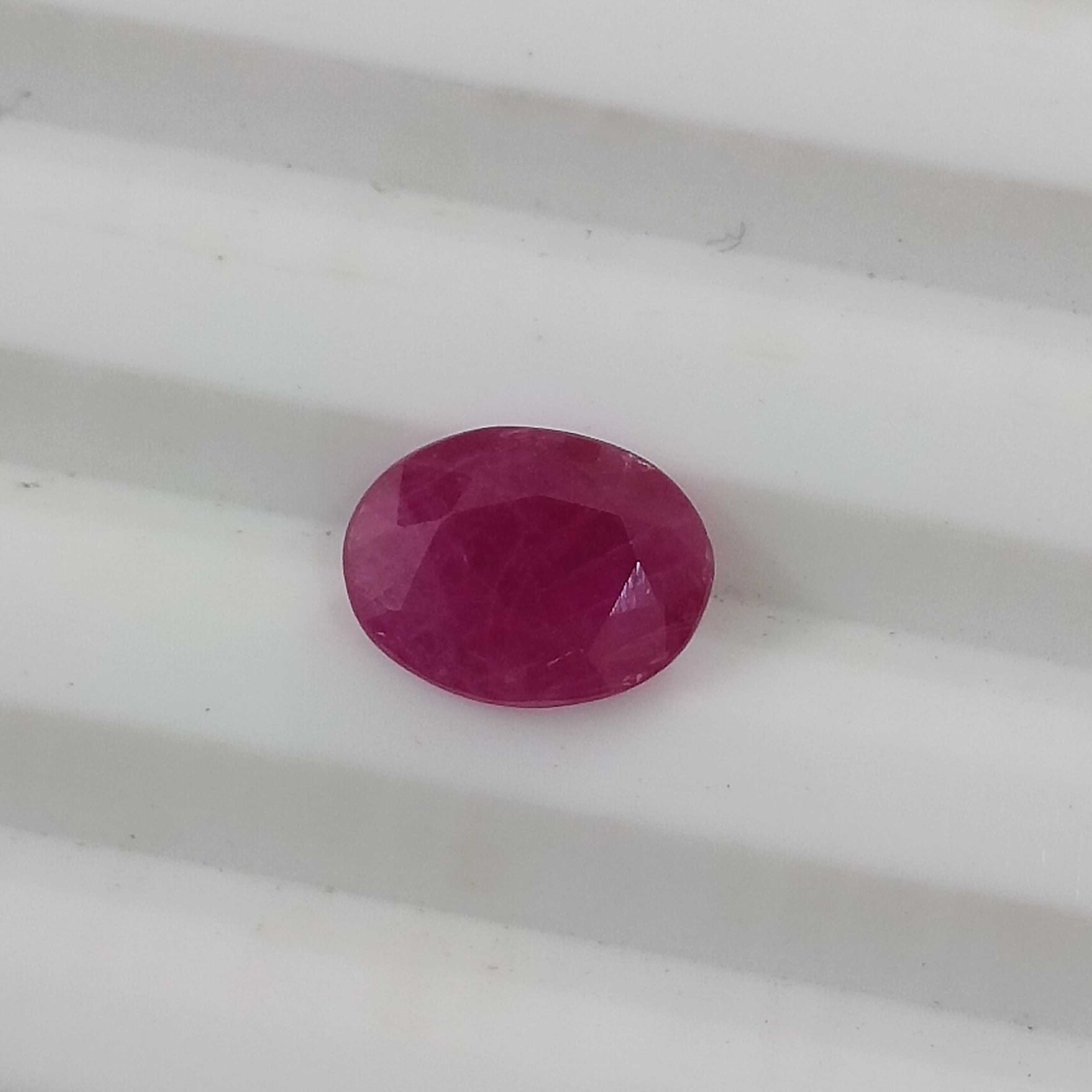 1.80cts certified natural purplish pinkish red unheated oval shape African ruby stone