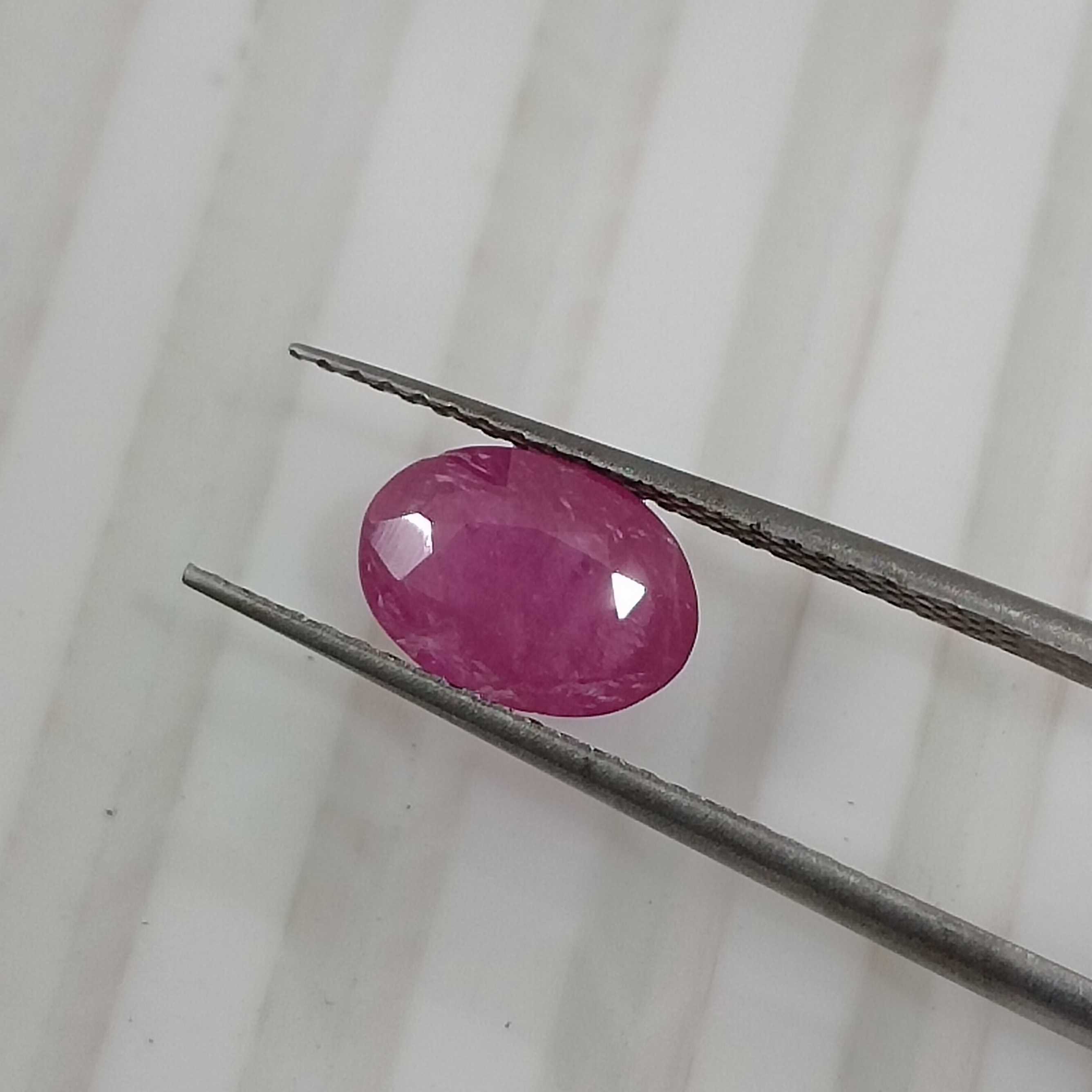 1.13ct GSI certified glossy pinkish red oval cut unheated ruby stone
