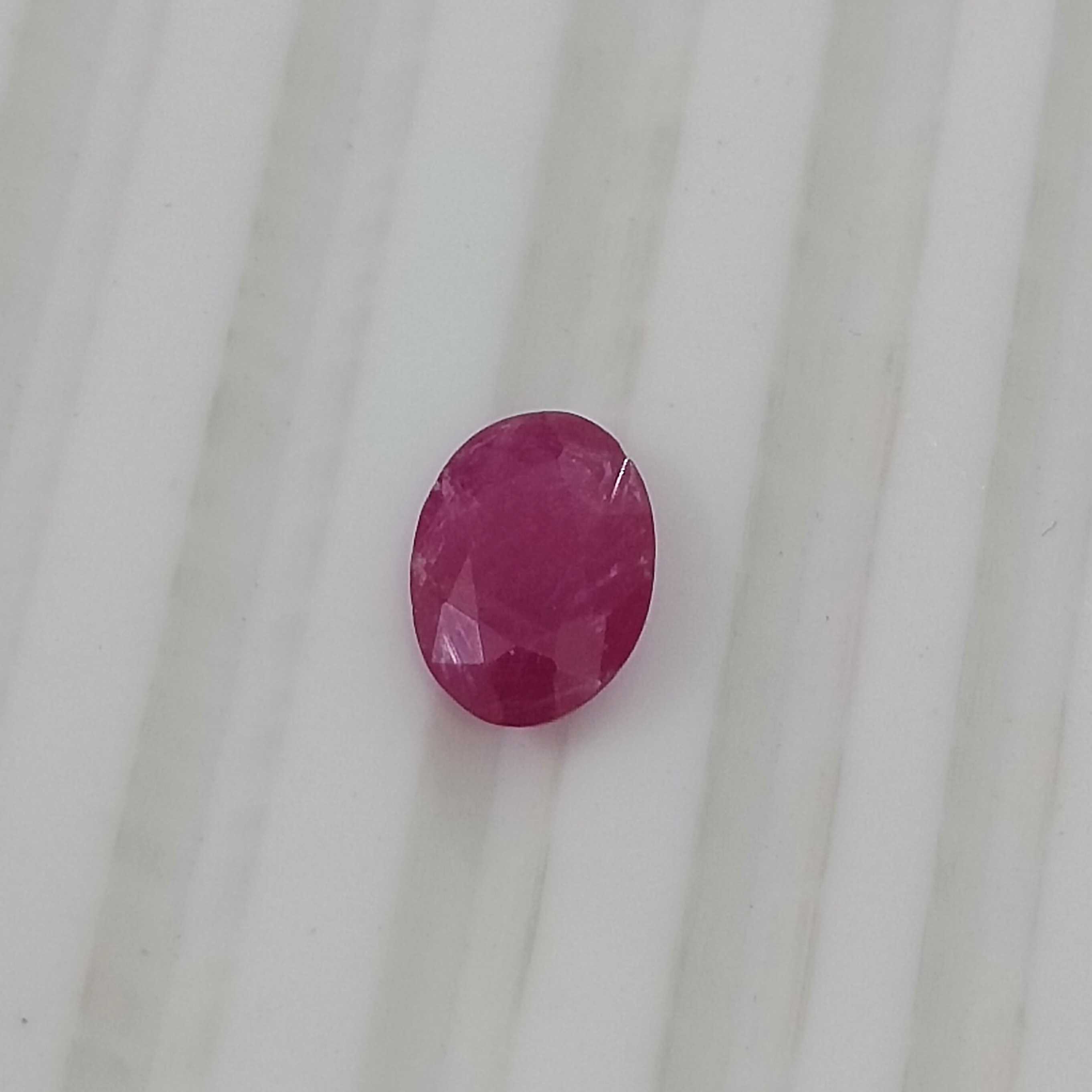 1.13ct GSI certified glossy pinkish red oval cut unheated ruby stone