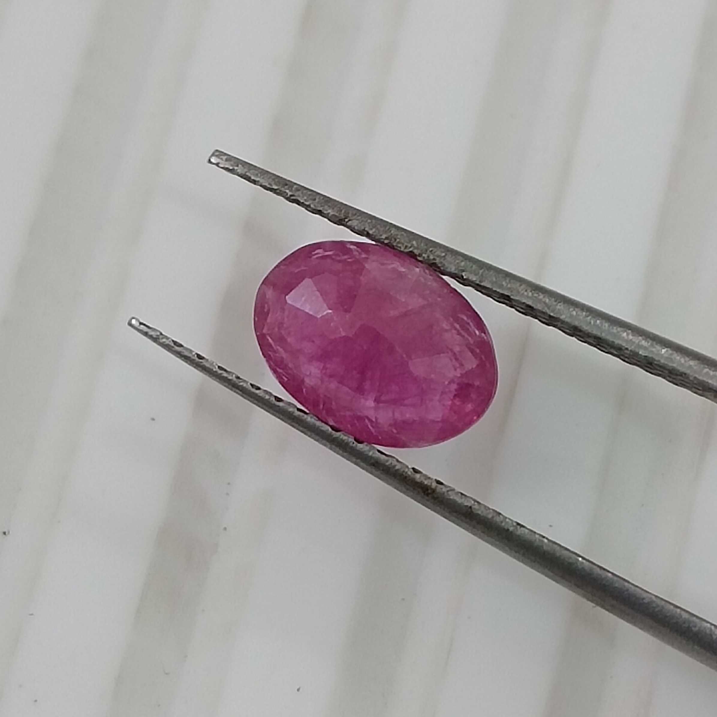 1.13ct GSI certified glossy pinkish red oval cut unheated ruby stone