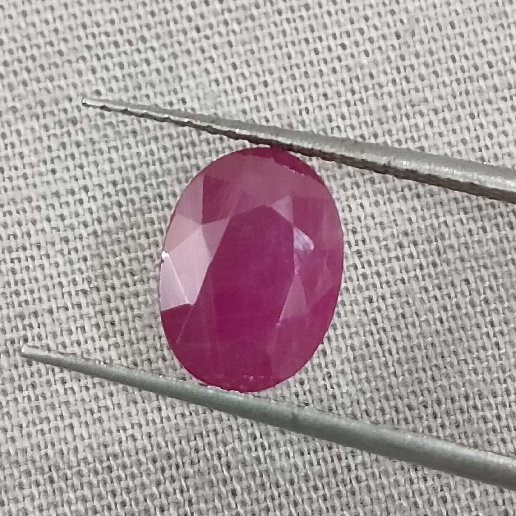 1.86cts certified natural purplish red glossy oval cut unheated Mozambique ruby gem/