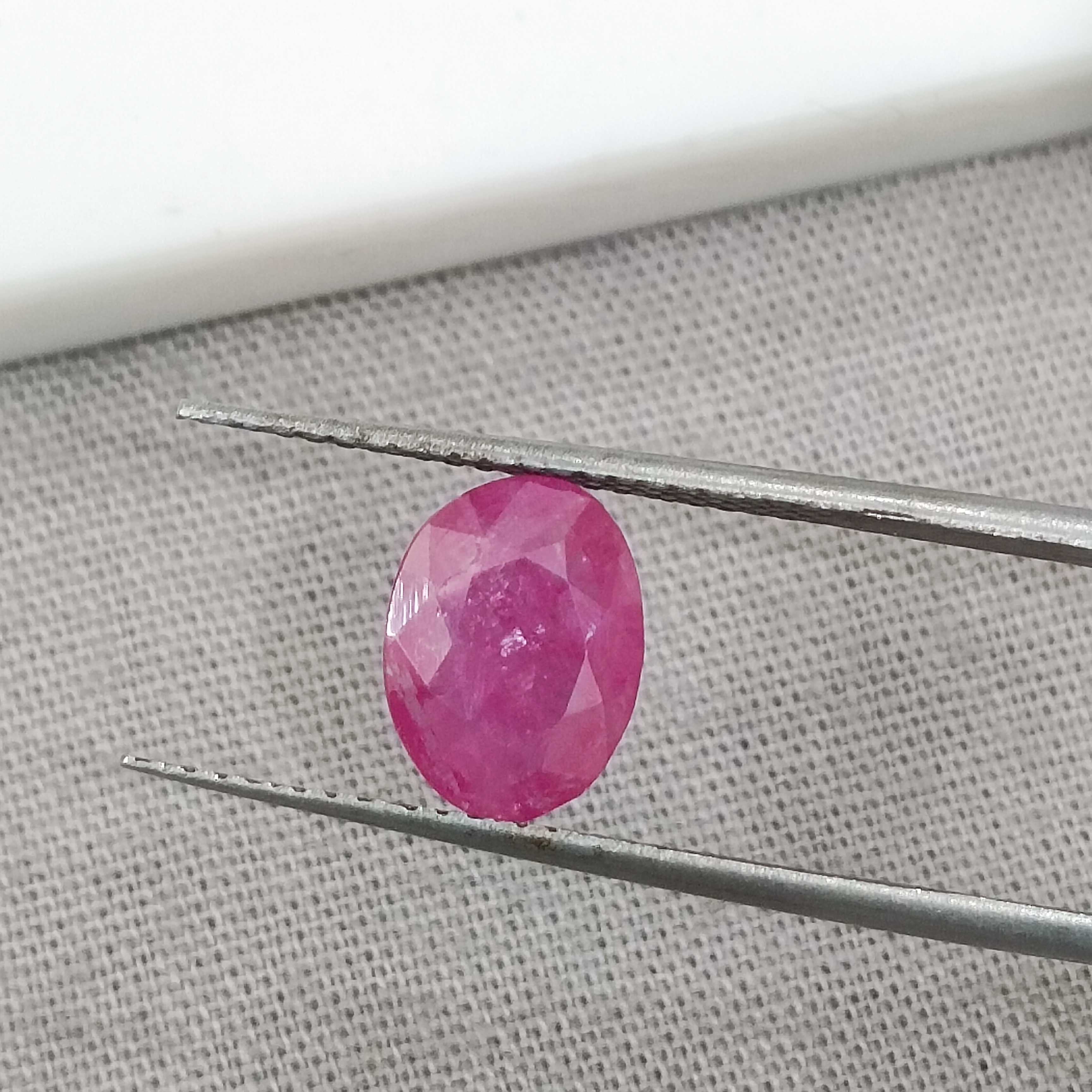 1.69cts certified pink red oval mix cut natural unheated ruby 