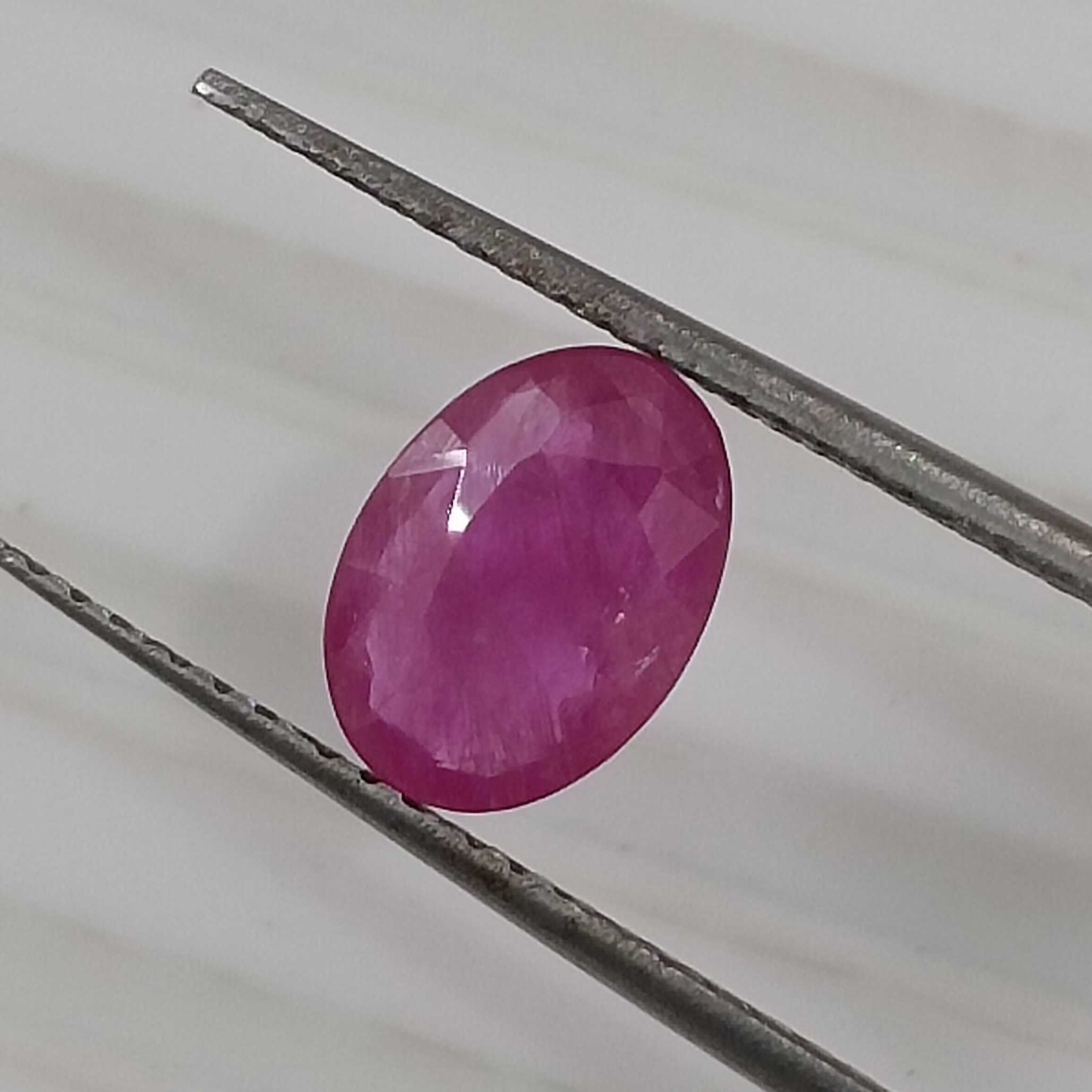 1.11cts GSI certified purplish red transparent oval cut unheated ruby stone/