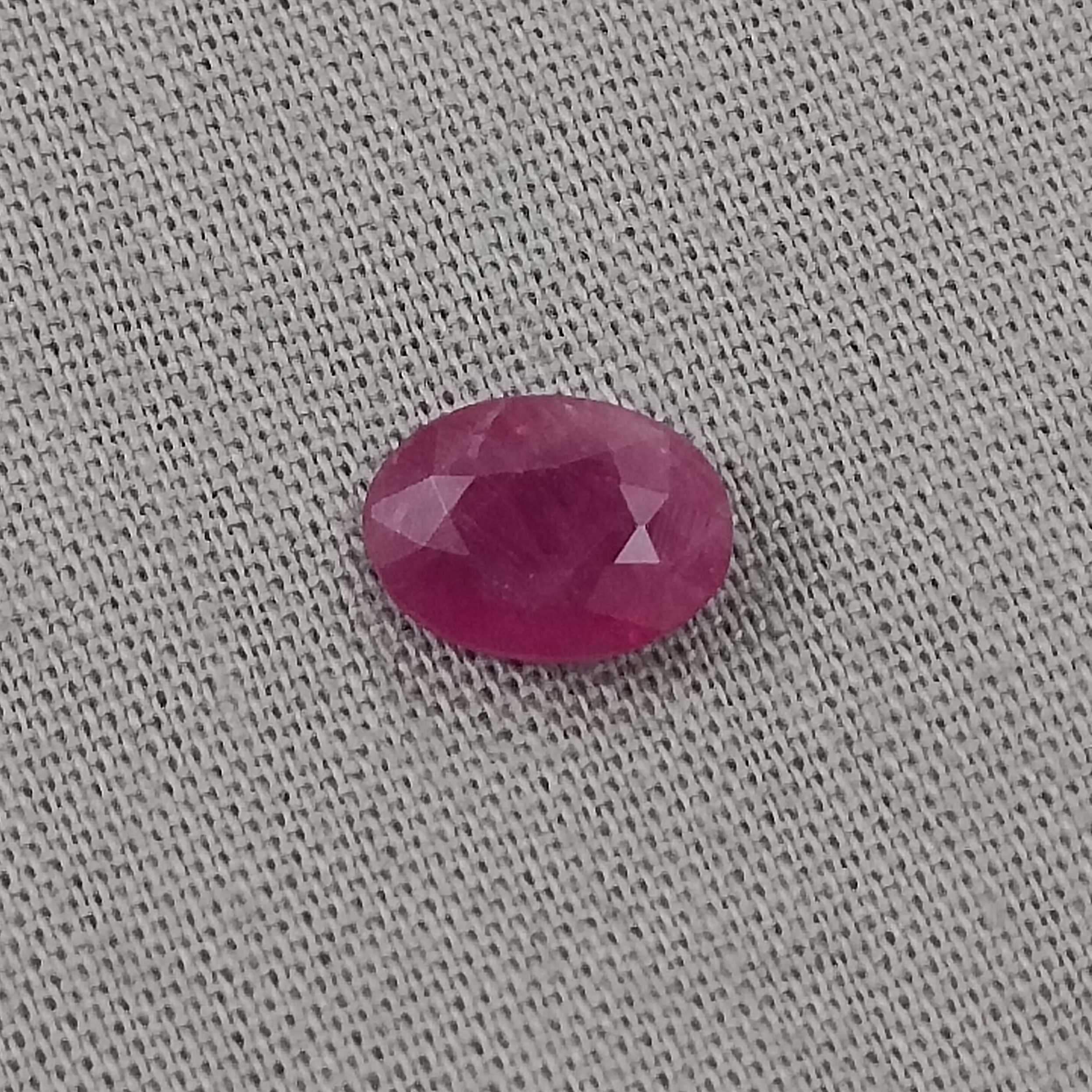 1.32cts certified oval step cut untreated semi transparent natural ruby 