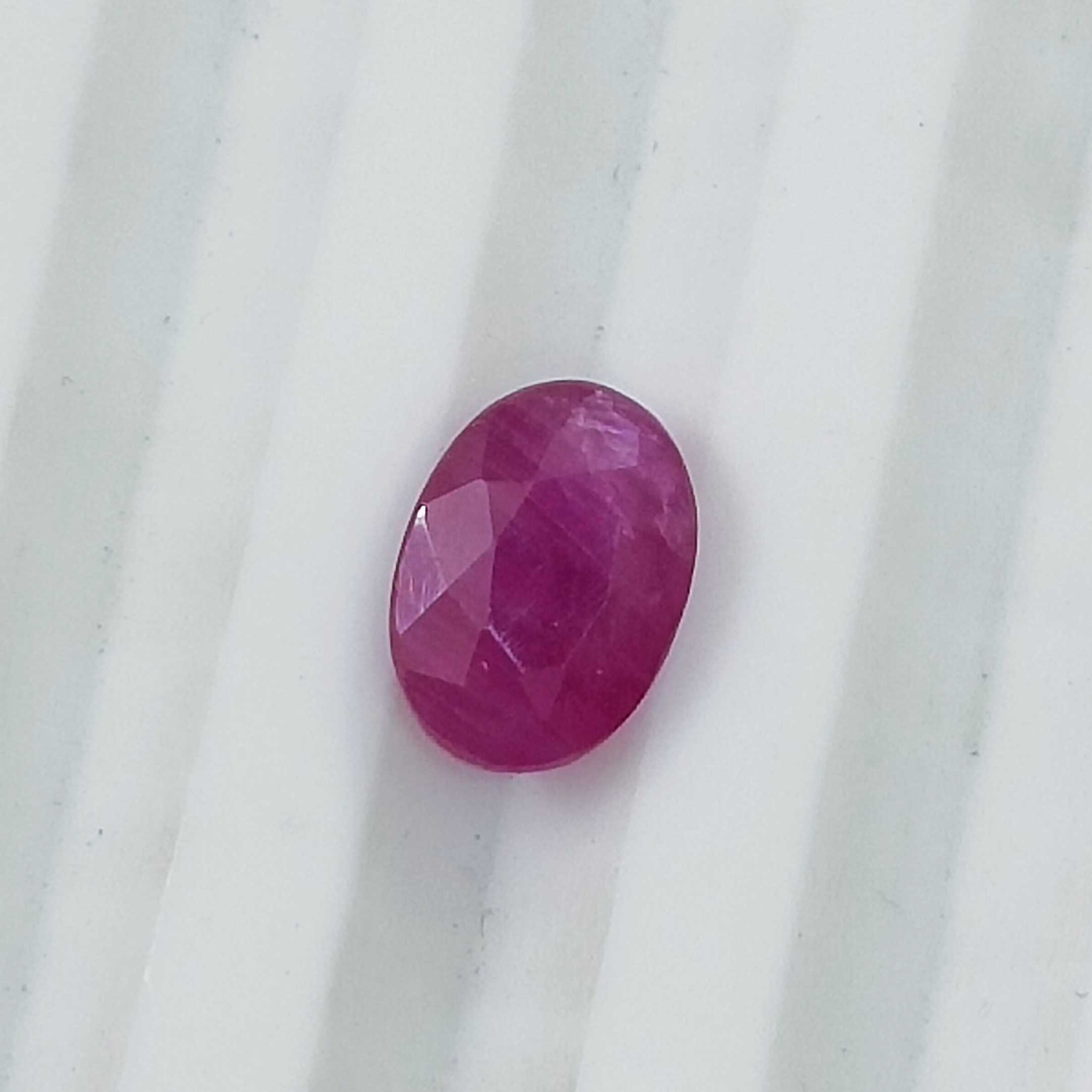 1.23cts certified oval cut natural African unheated ruby gemstone 