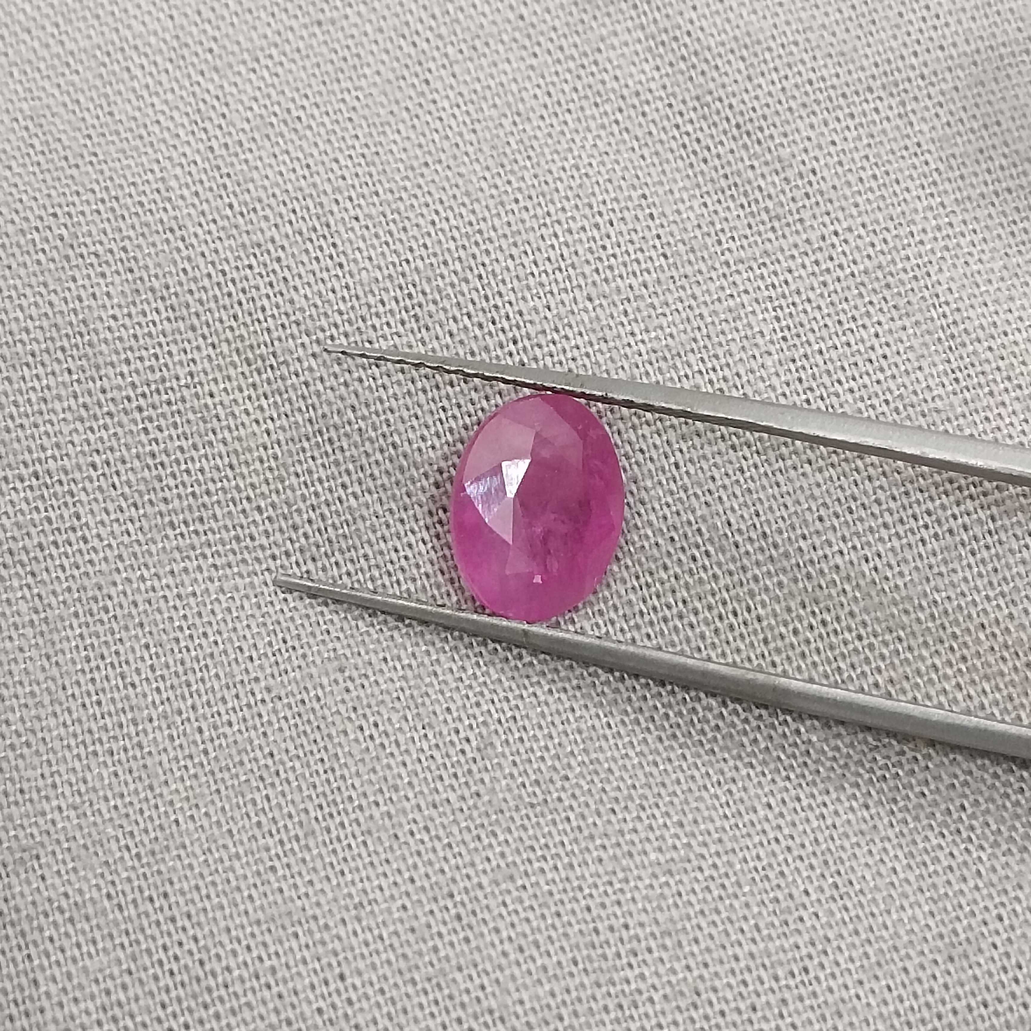2.22cts certified pink red oval mix unheated Burmese ruby gemstone
