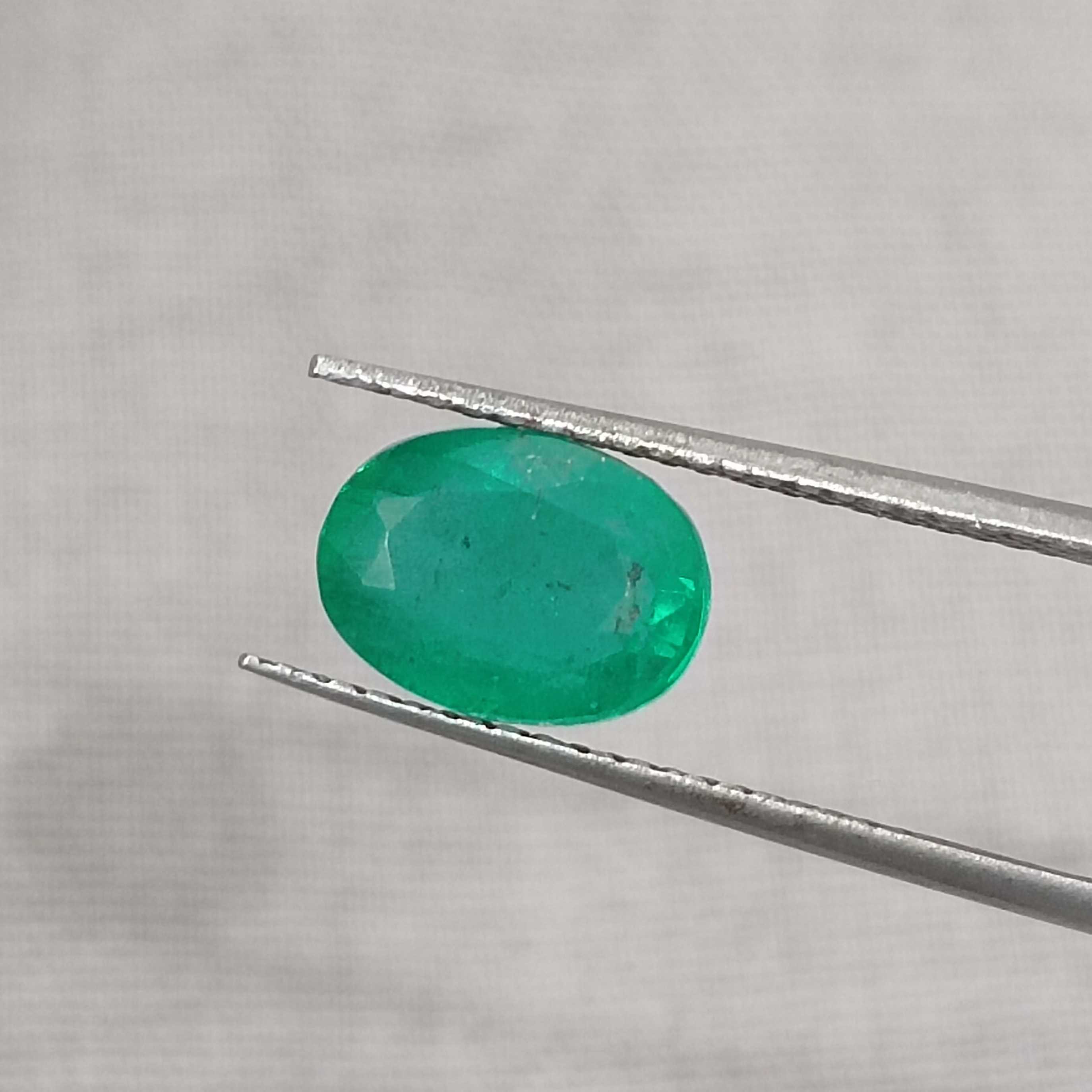 1.98cts natural deep water green color oval cut Zambian emerald gemstone 