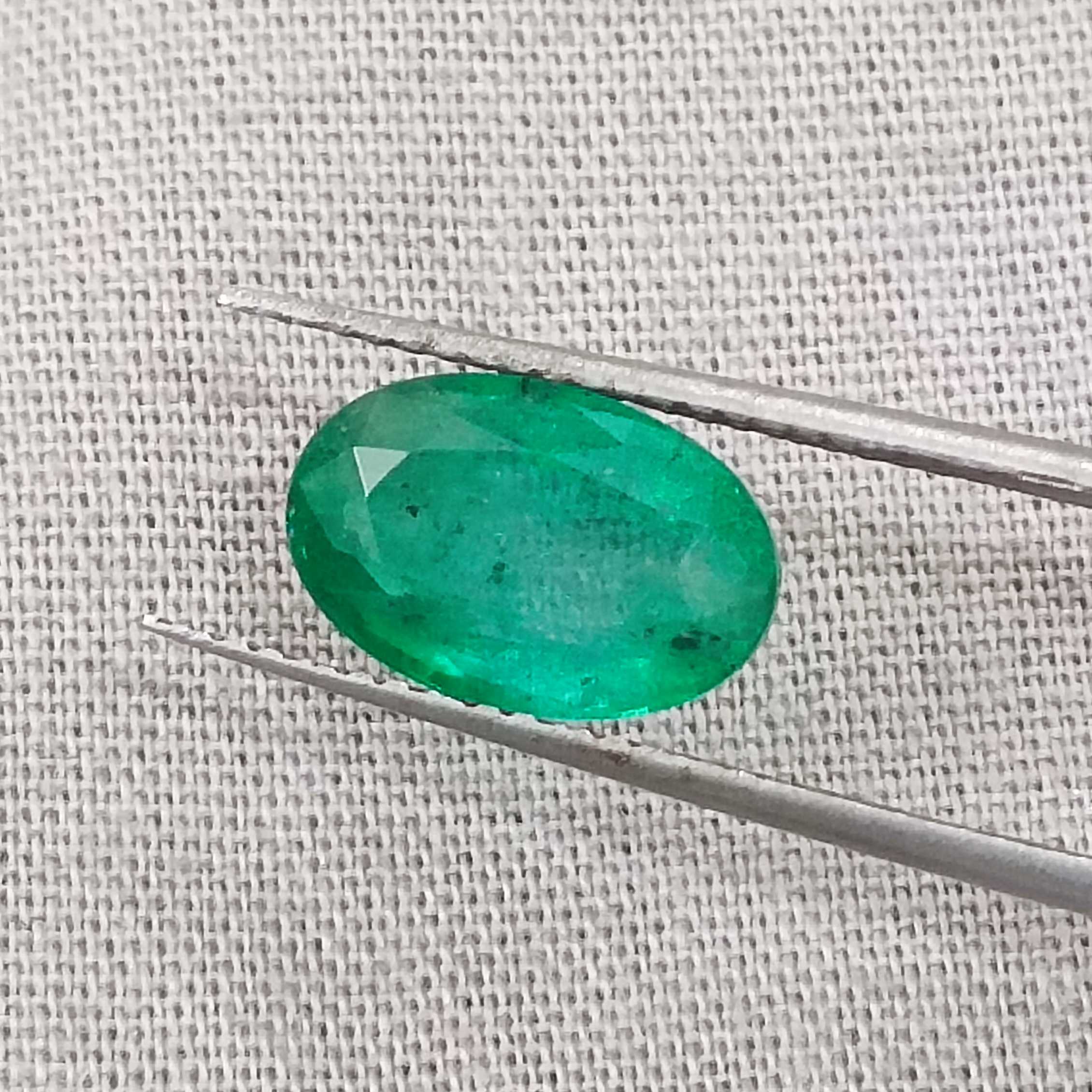 2.56ct natural grass green oval cut loose Zambian emerald stone