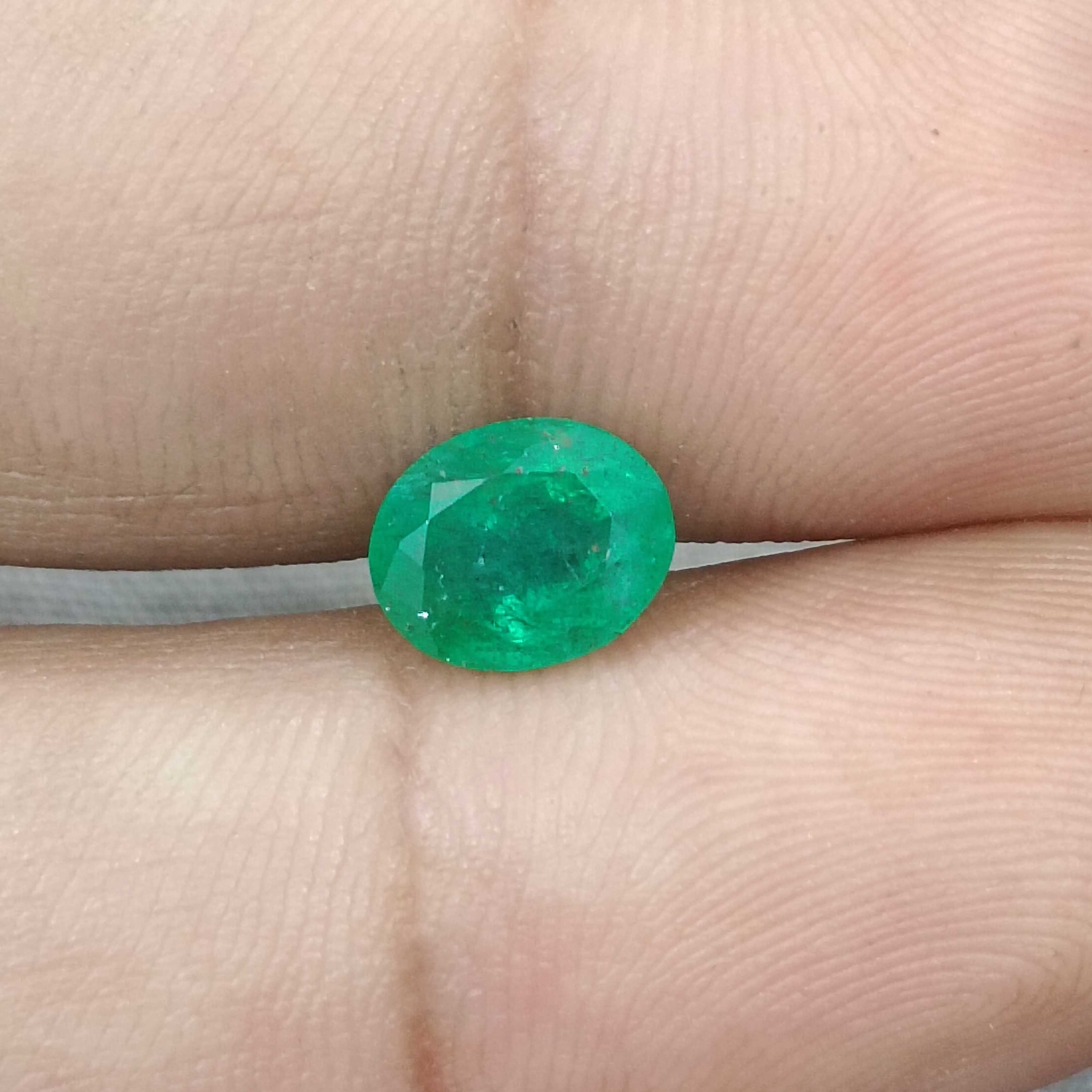 1.75ct spring green oval cut Zambian emerald gemstone 
