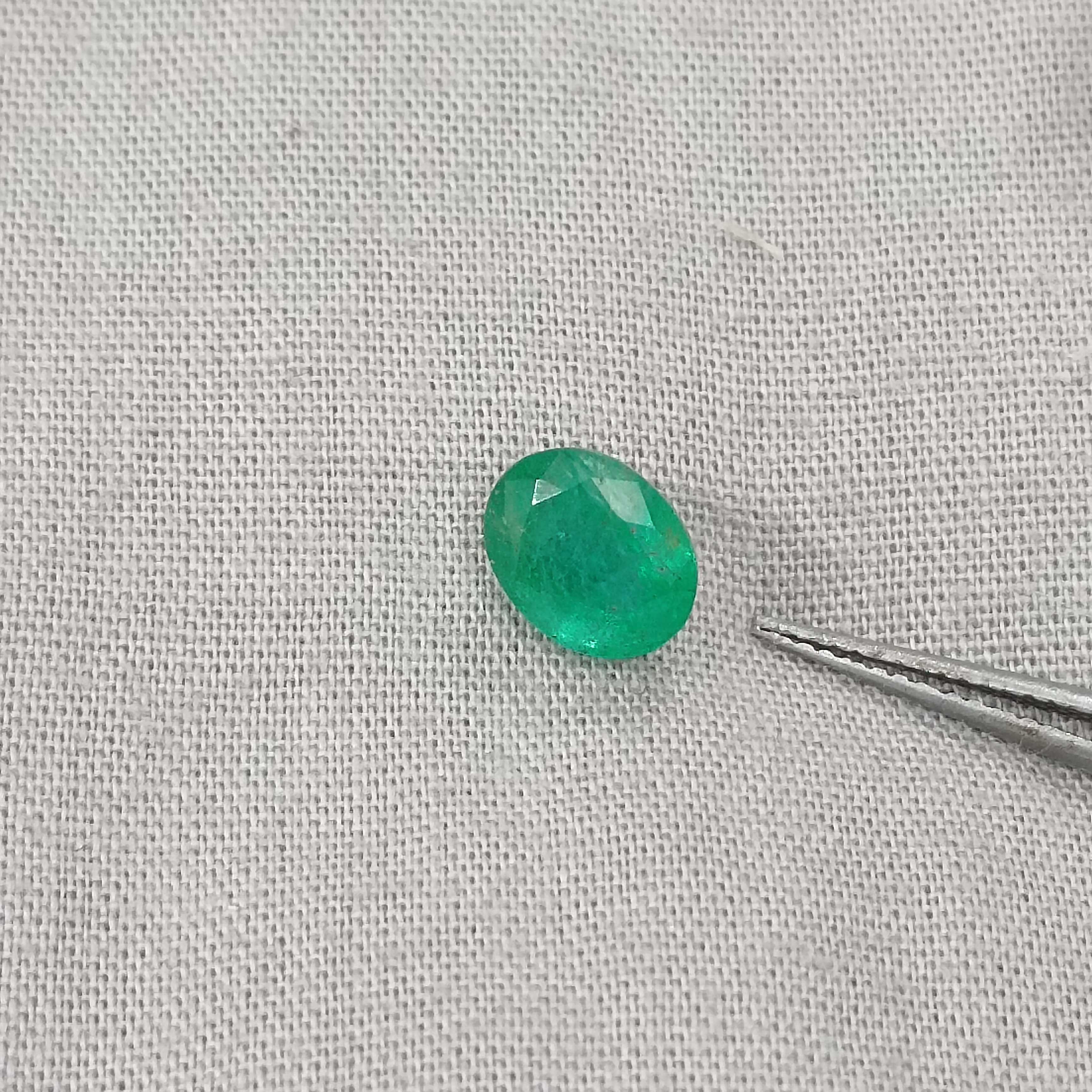 1.75ct spring green oval cut Zambian emerald gemstone 