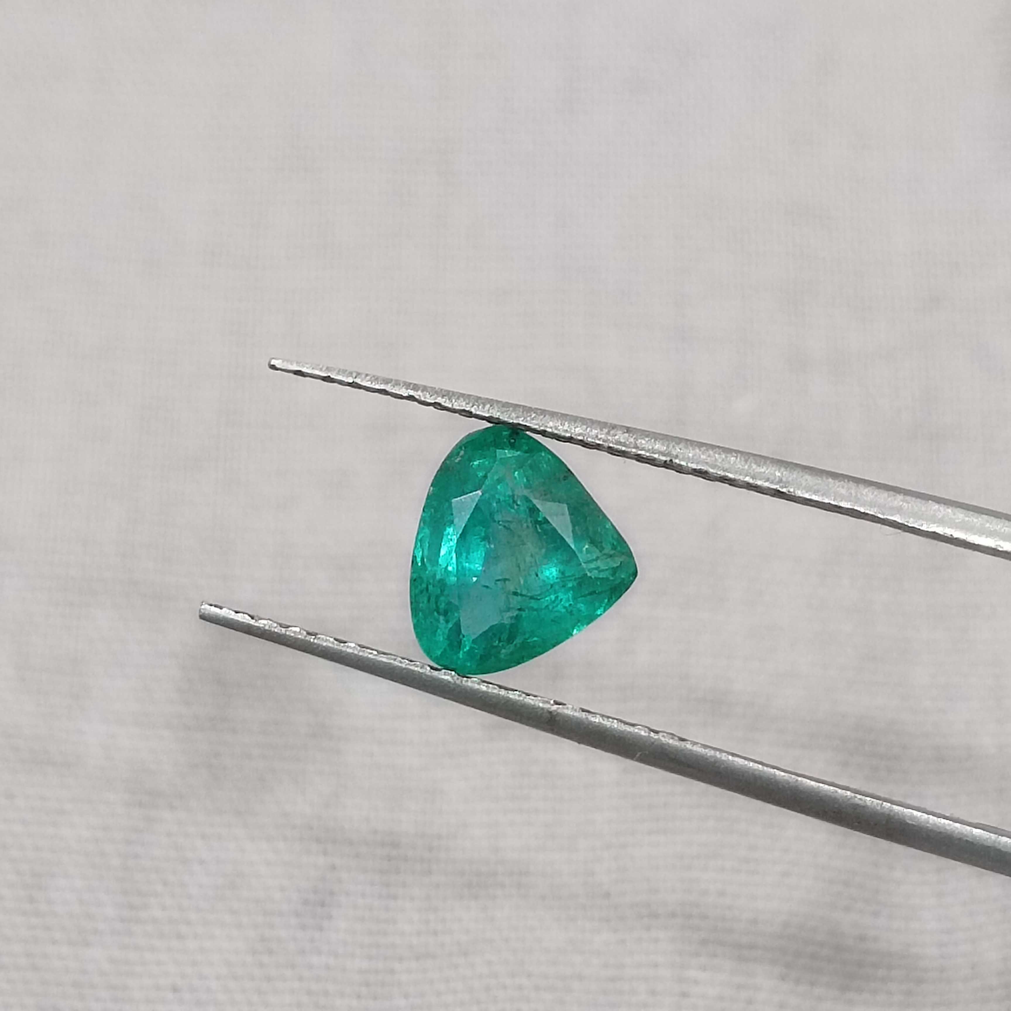 1.20cts high luster pastel bluish green modified heart cut emerald gem