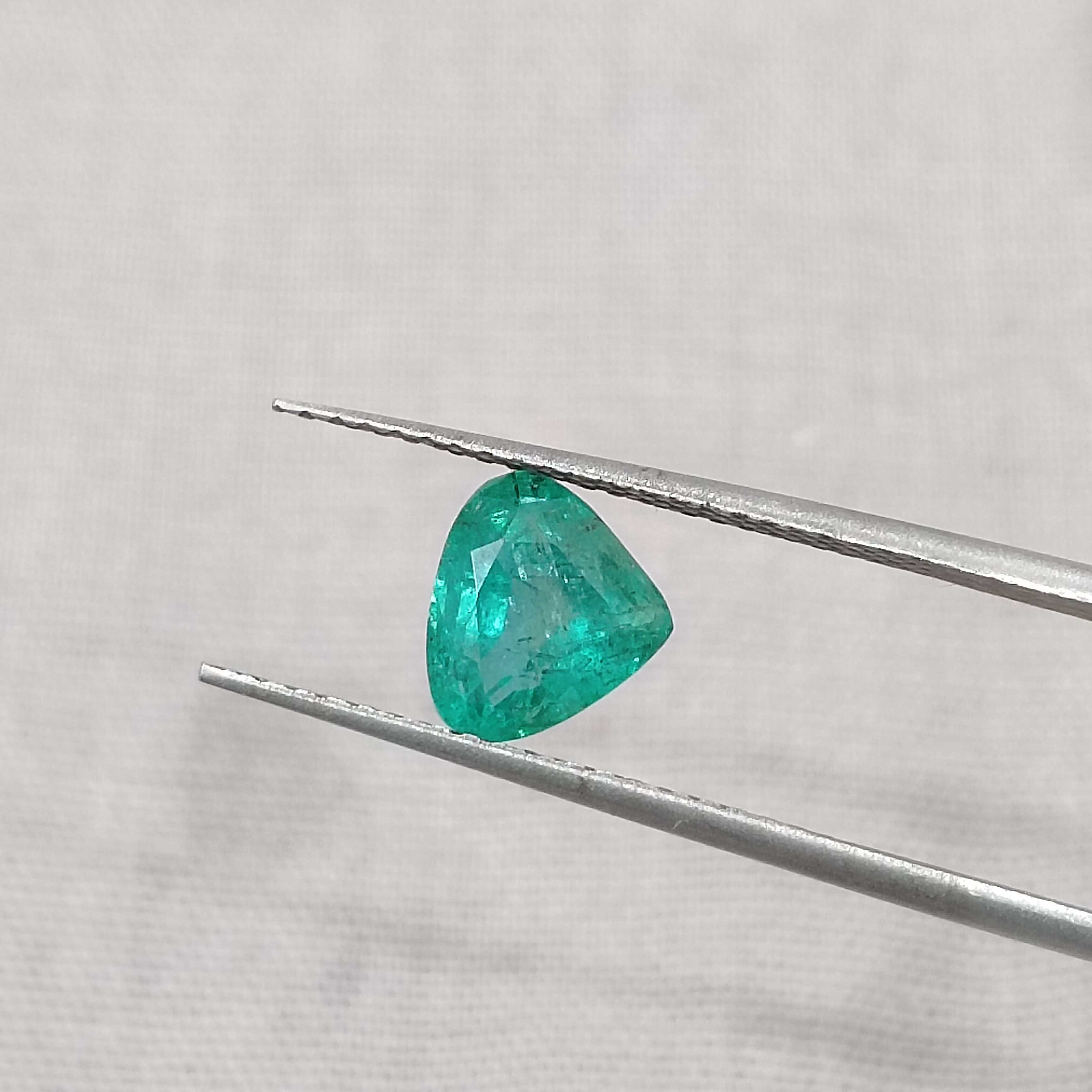 1.20cts high luster pastel bluish green modified heart cut emerald gem