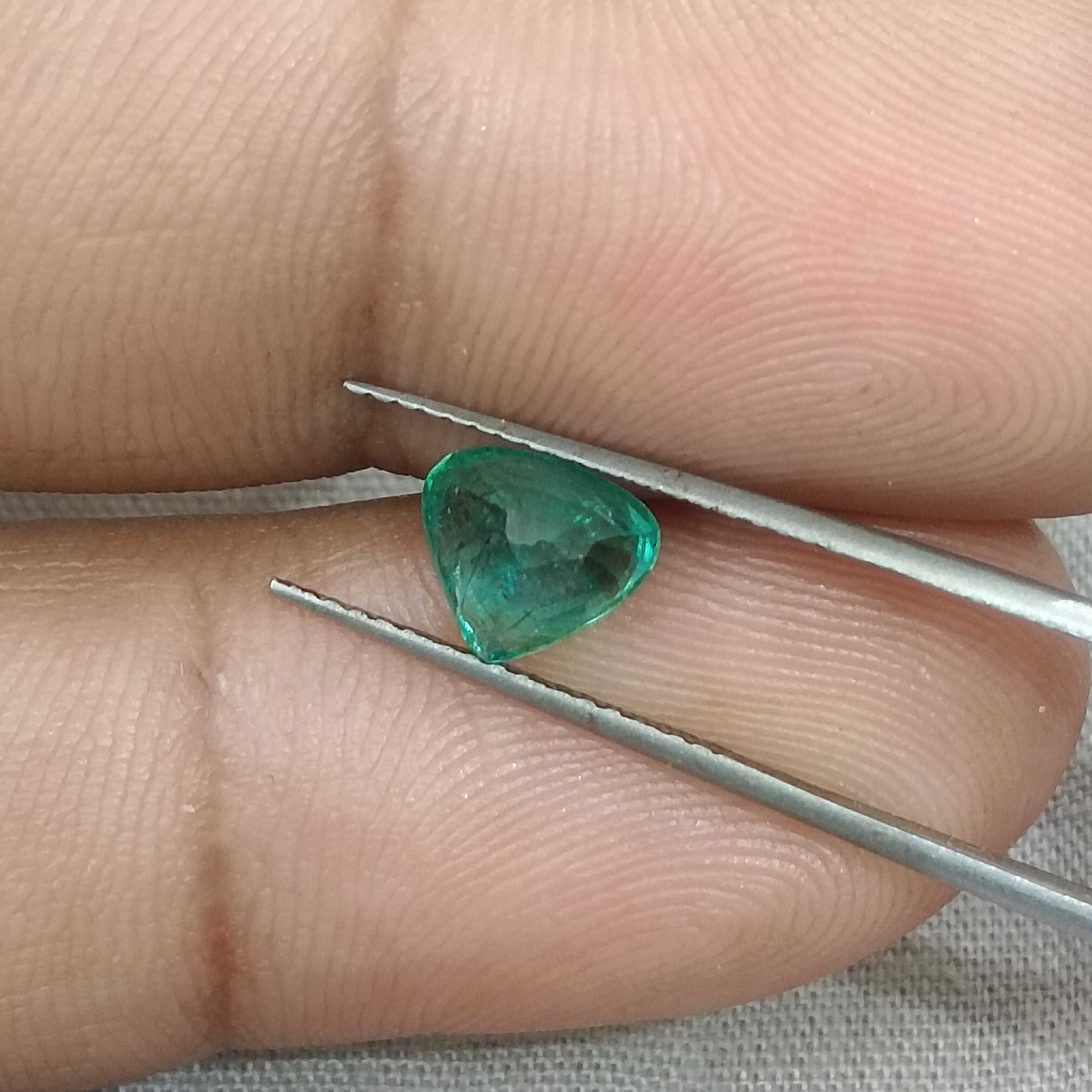 1.20cts high luster pastel bluish green modified heart cut emerald gem