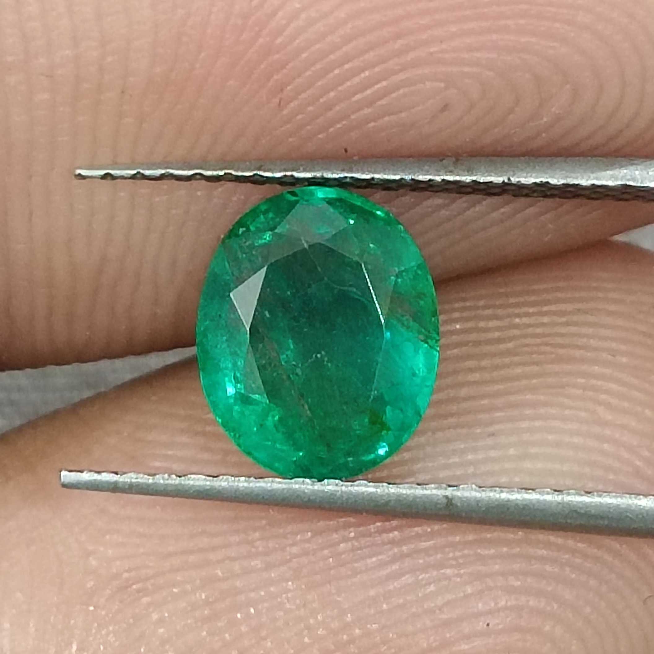 1.60cts bright spring green colour oval shape Zambian emerald /